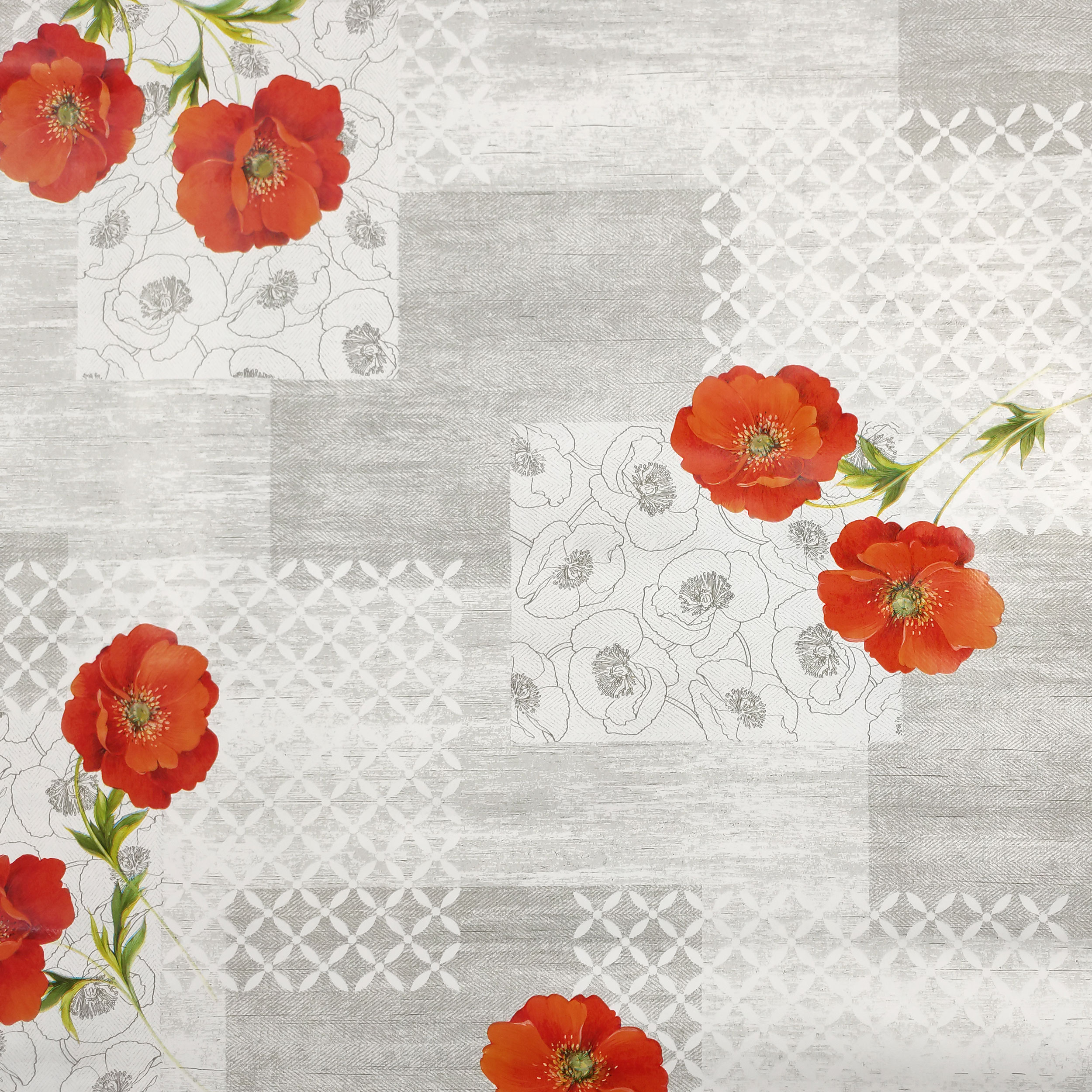 Tessuto per Tovaglia Cerata Papaveri Patchwork Image