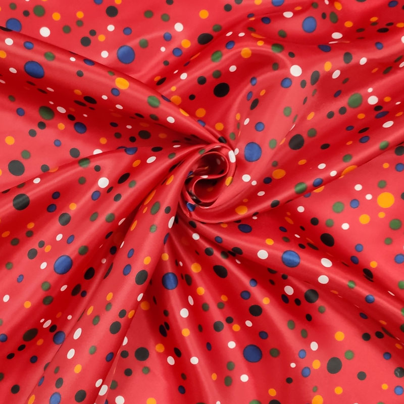 Tessuto Raso Carnevale Mini Pois Sfondo Rosso Image