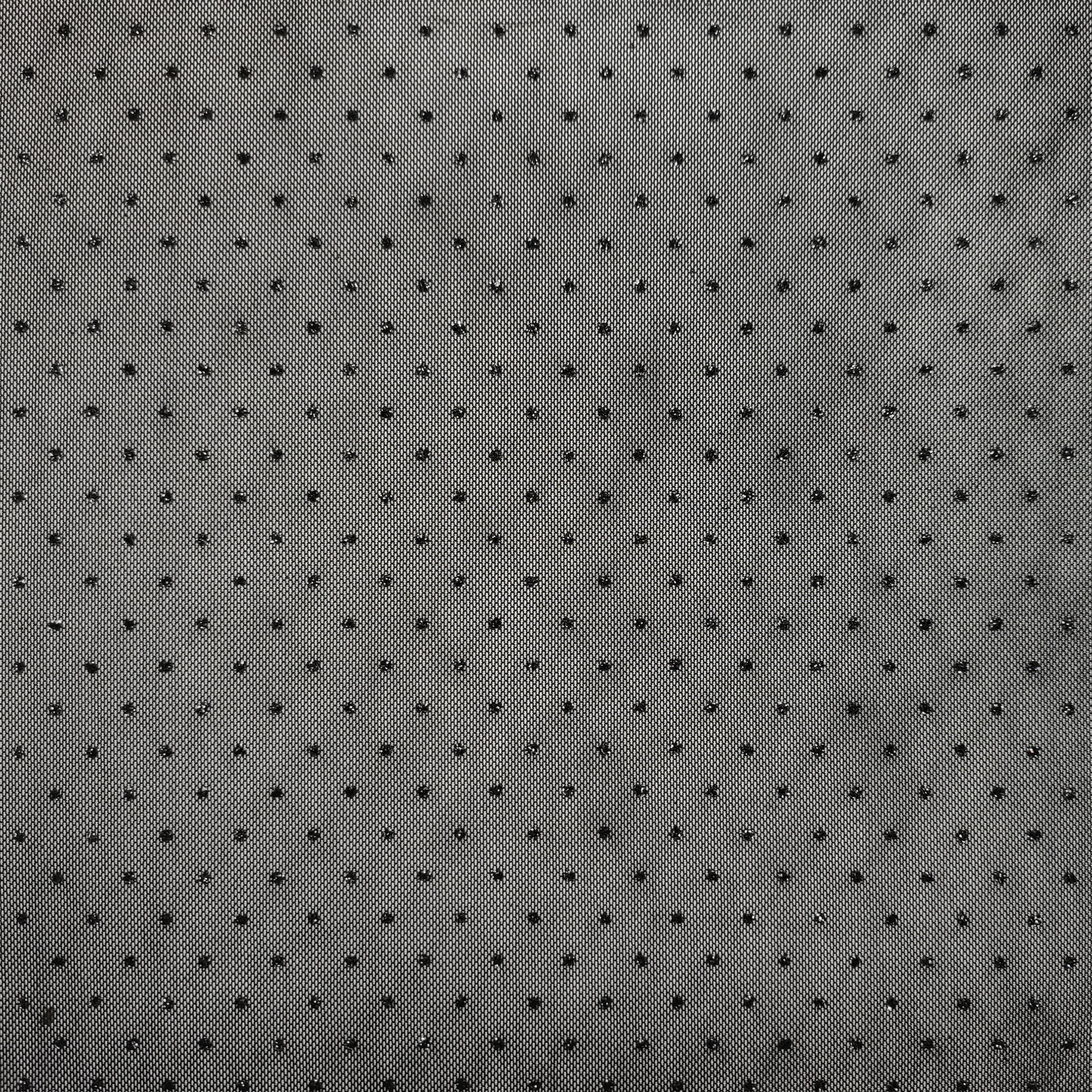 Tulle Elasticizzato Nero con Pois Lurex