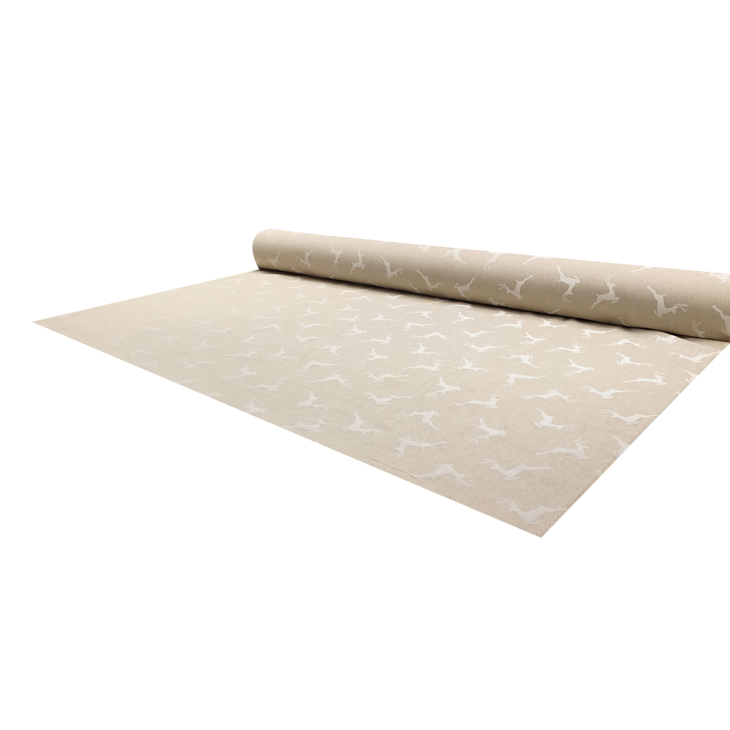 Tessuto Panama Renne Sfondo Beige