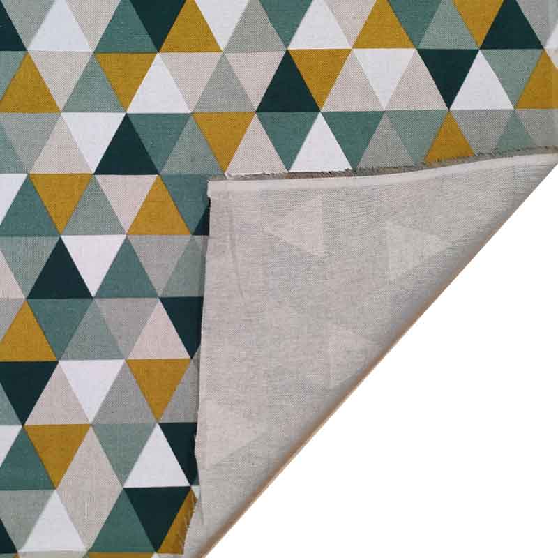 Tessuto Misto Cotone Triangoli Toni del Verde Image