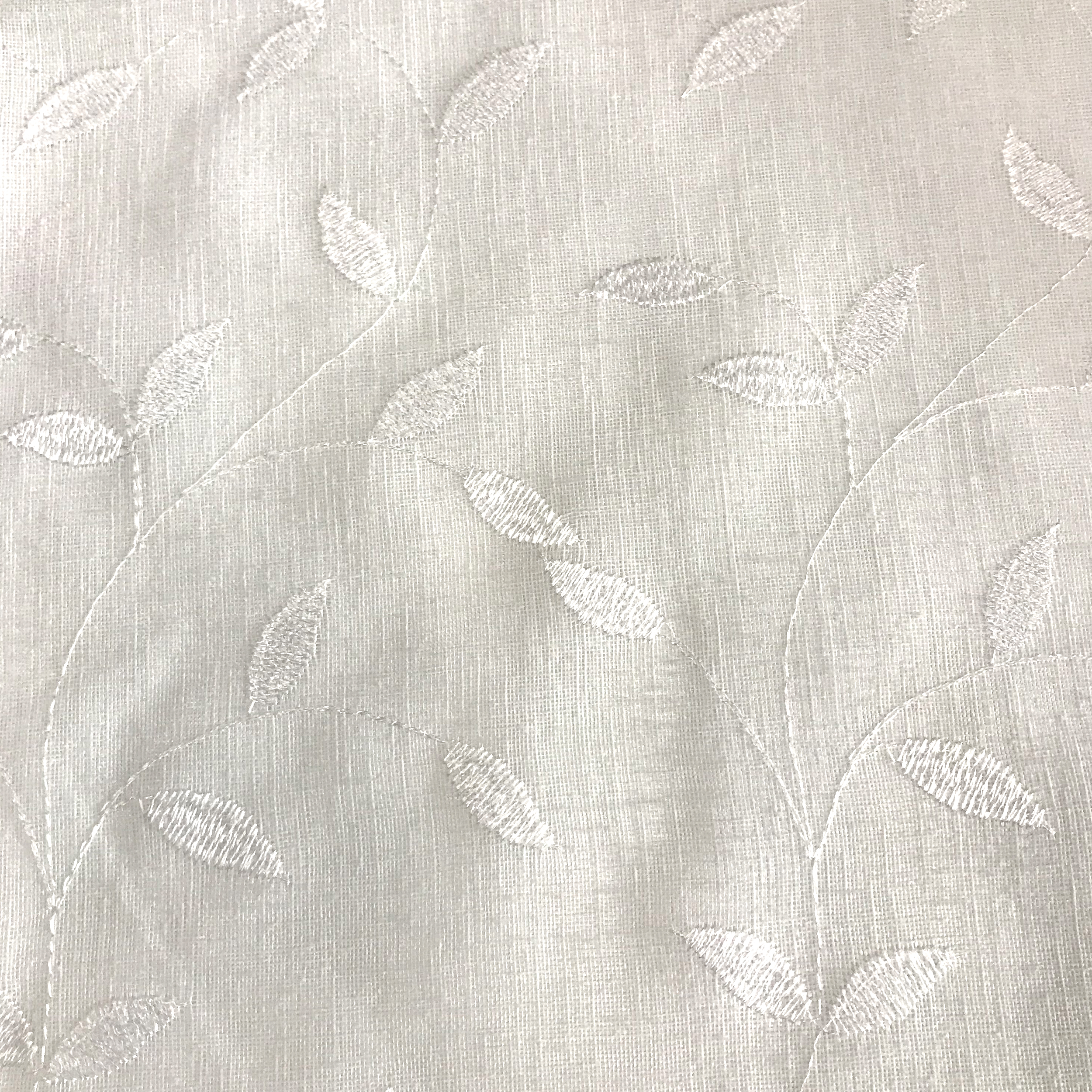 Tessuto Tenda Foglie Eleganti - Bianco Image