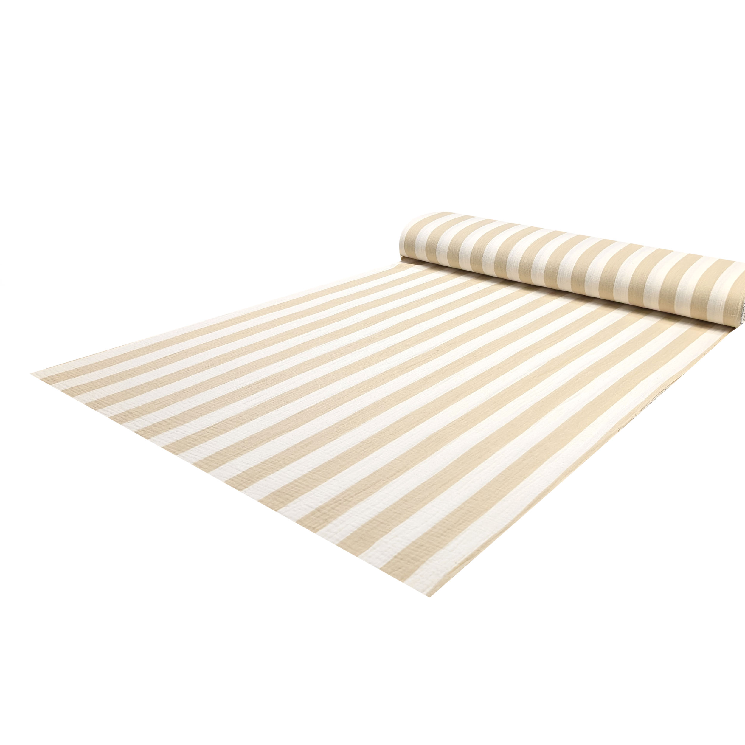 Mussola Cotone Righe Verticali Beige Image