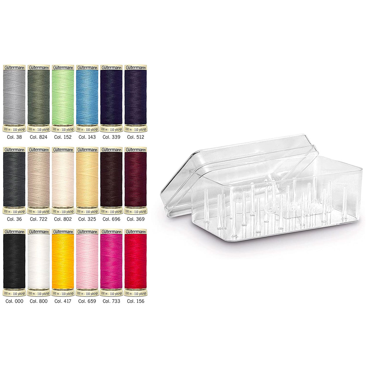 Gutermann Cucitutto 18 Bobine con Scatola Trasparente