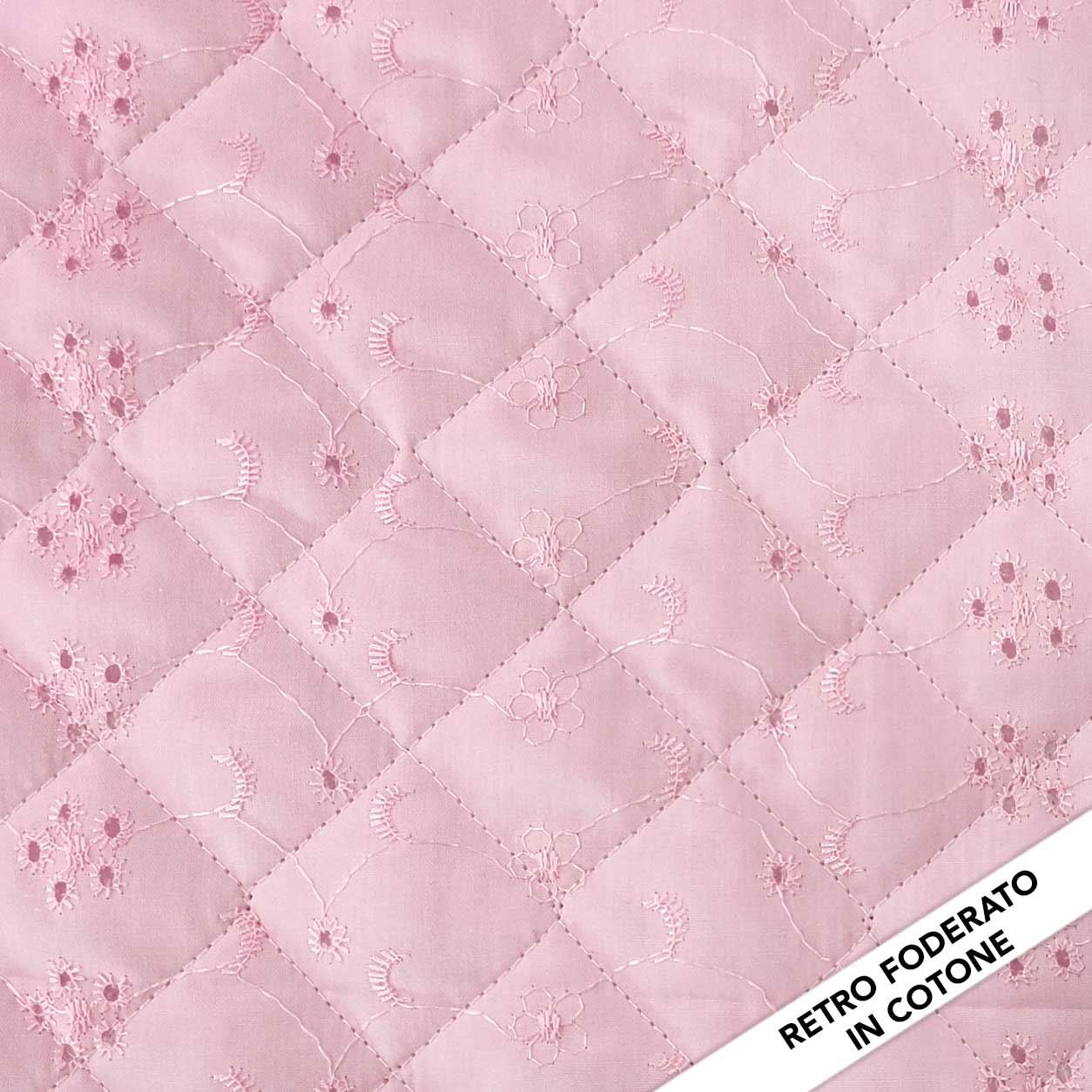 Tessuto Trapuntato Sangallo Rosa Retro in Cotone Image