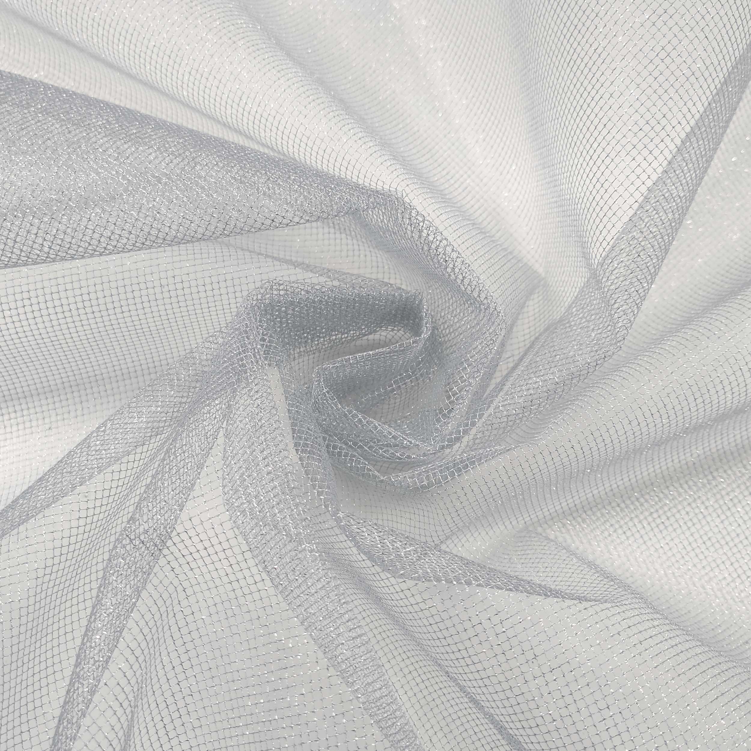 Tessuto Tulle Lurex Argento