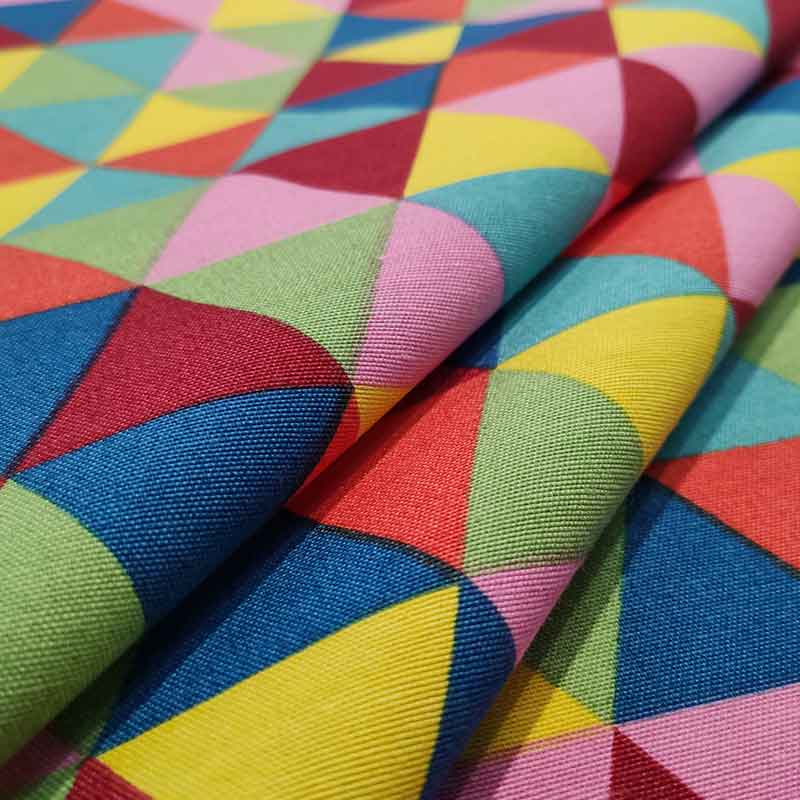 Tessuto Misto Cotone Triangoli Arcobaleno Image