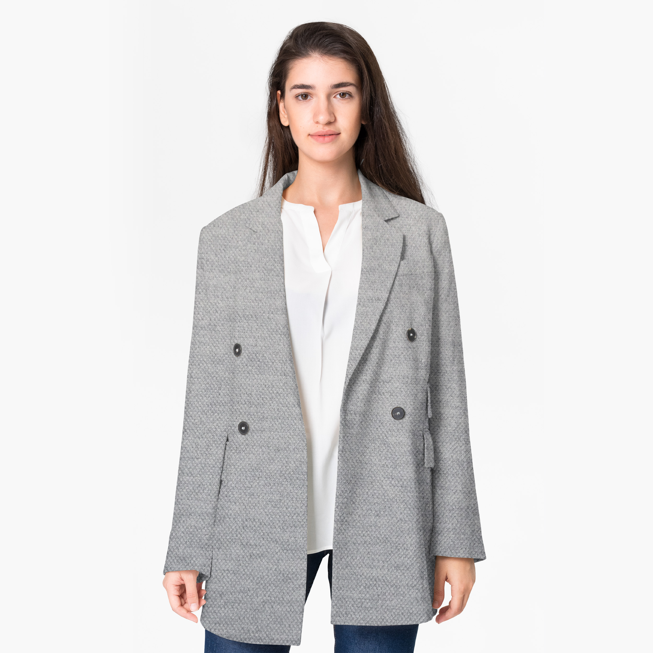 Tessuto Cappotto Grigio Chiaro Tinta Unita
