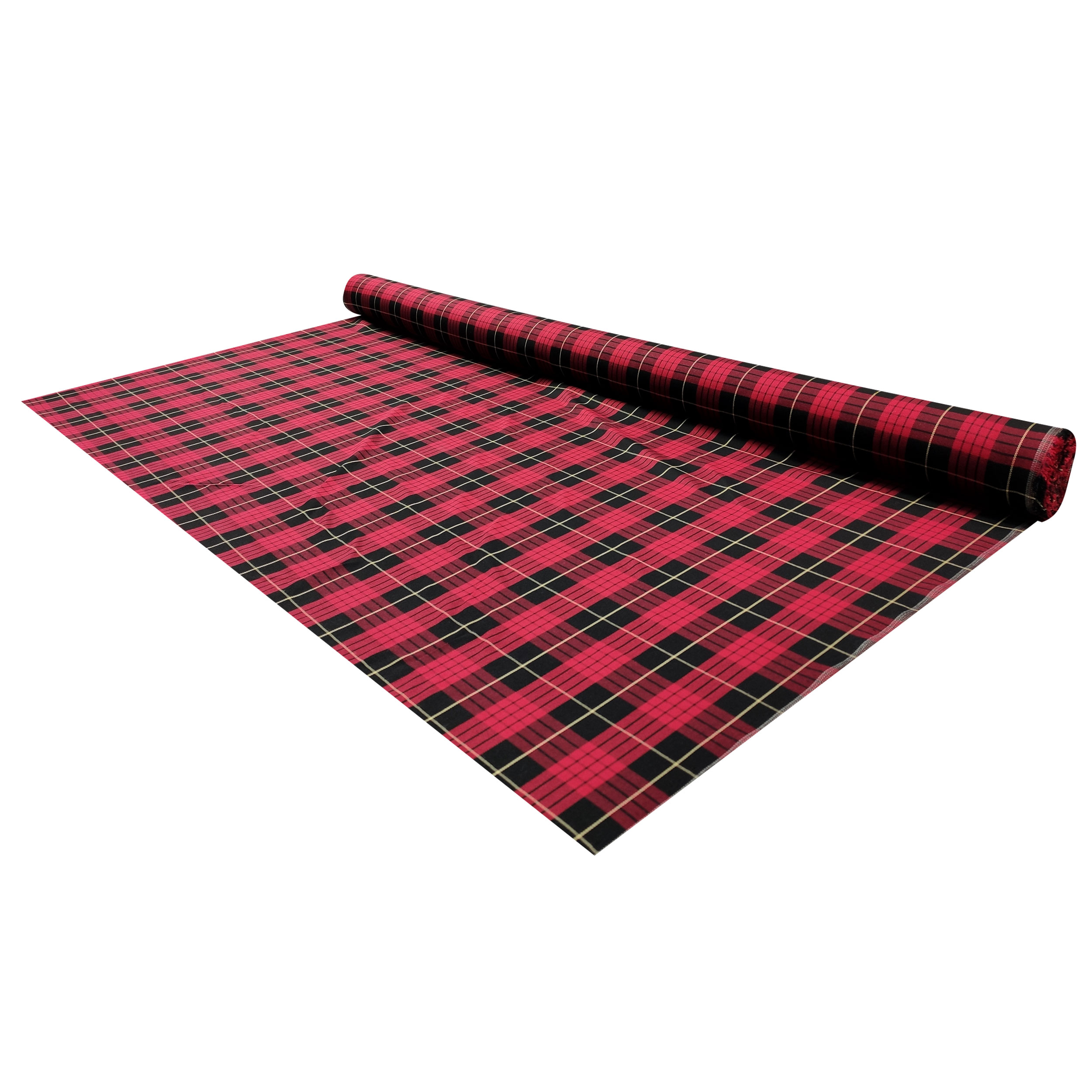 Tessuto Tartan Quadri Nero Rosso e Oro