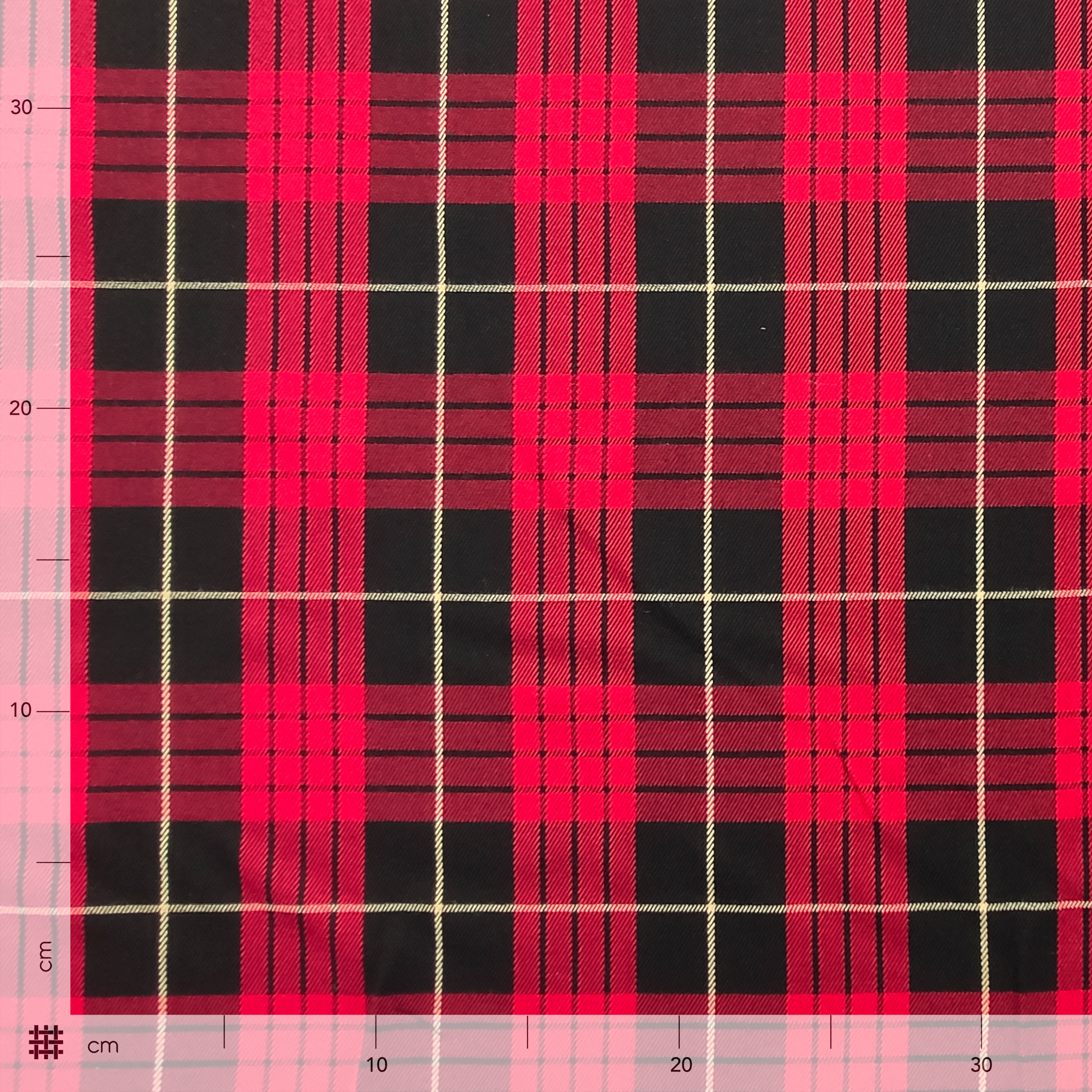 Tessuto Tartan Quadri Nero Rosso e Oro