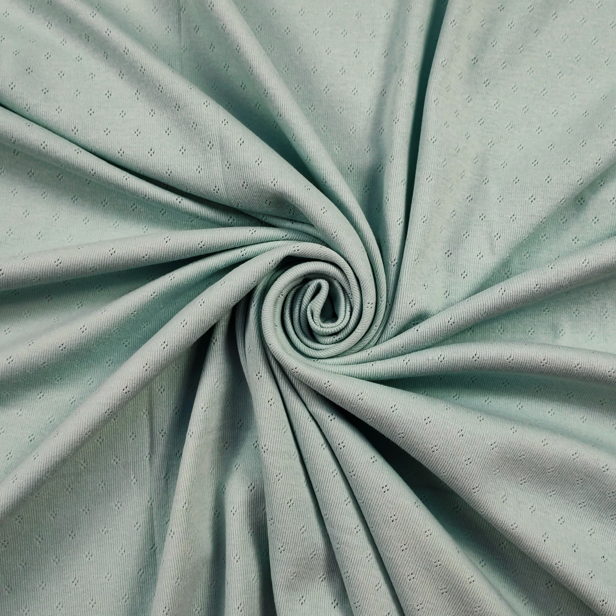 Jersey Cotone Fiori Traforati su Sfondo Menta