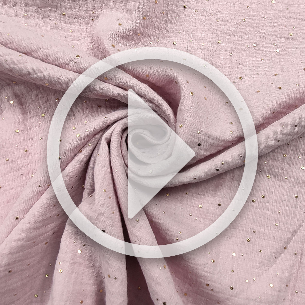 Mussola Cotone Rosa Antico con Pois Oro Image