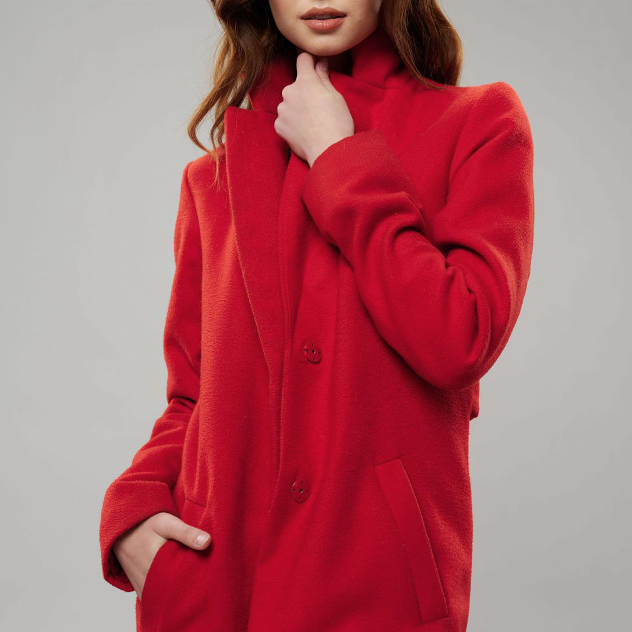 Cappotto Stretch Invernale Rosso Tinta Unita