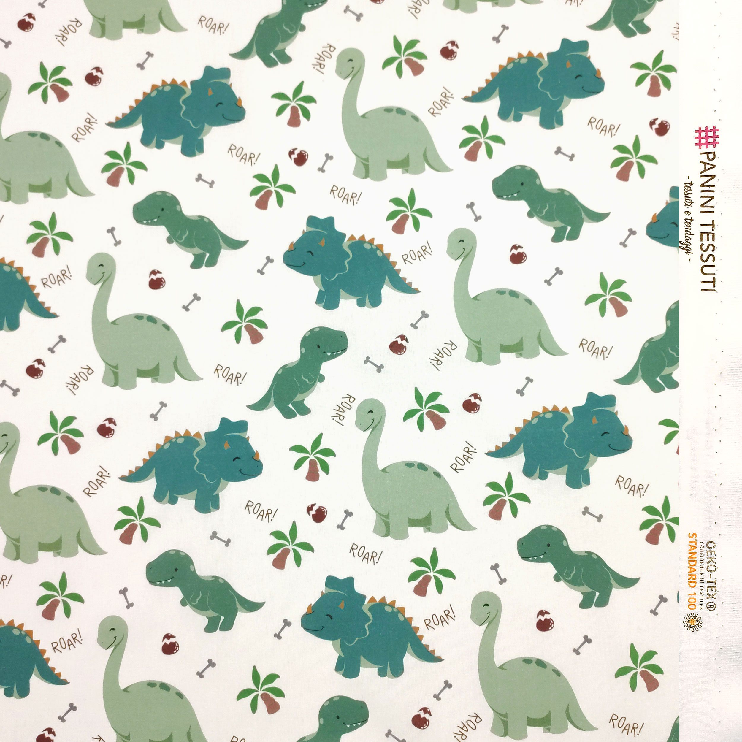 Tessuto Cotone Dinosauri Grandi