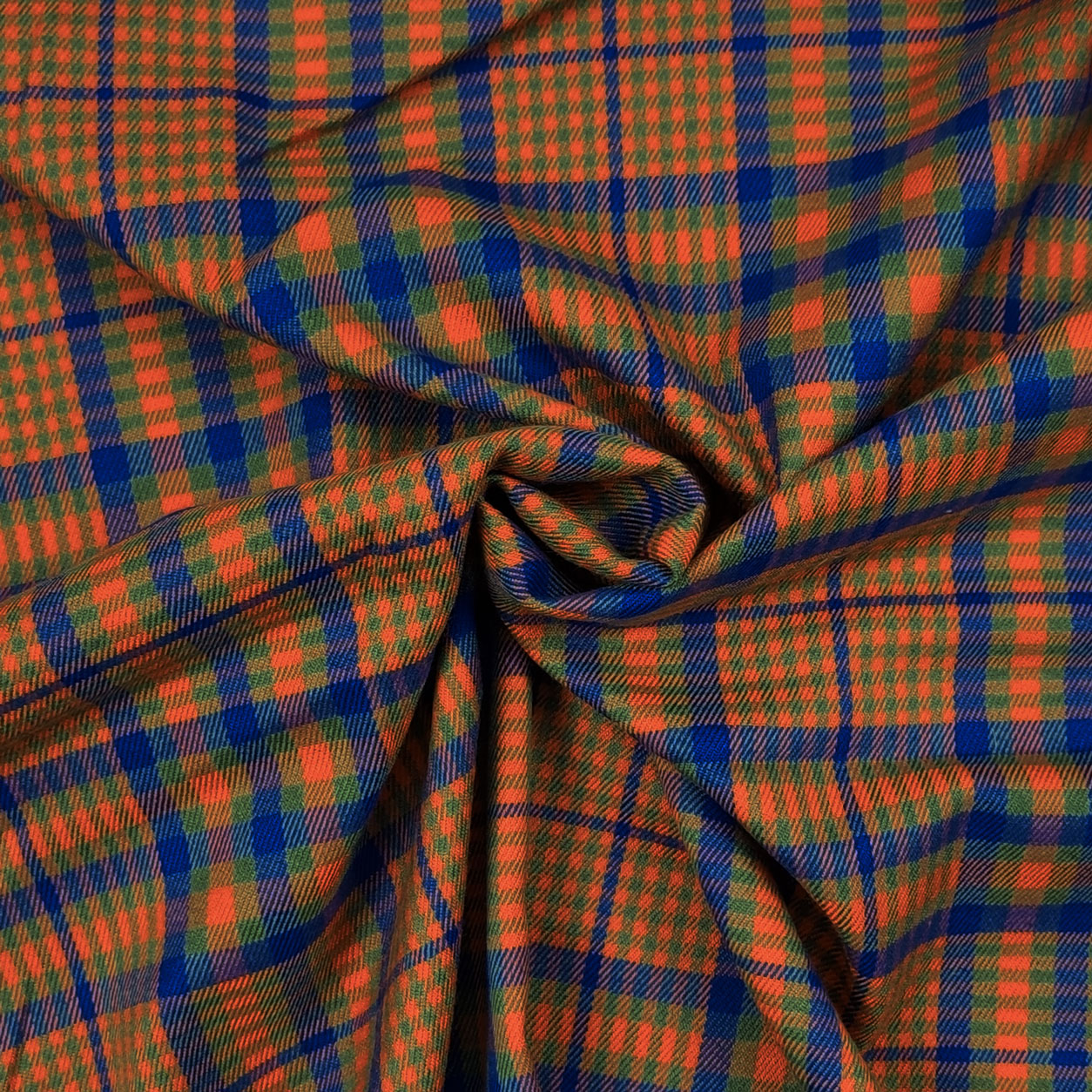 Tessuto Scozzese Arancio Verde e Blu 