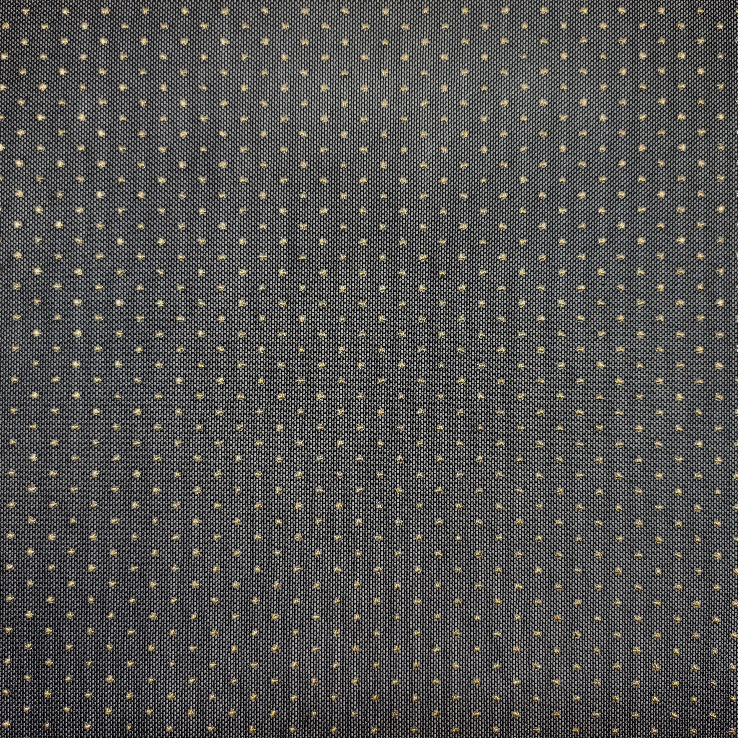 Tulle Elasticizzato Nero con Pois Oro