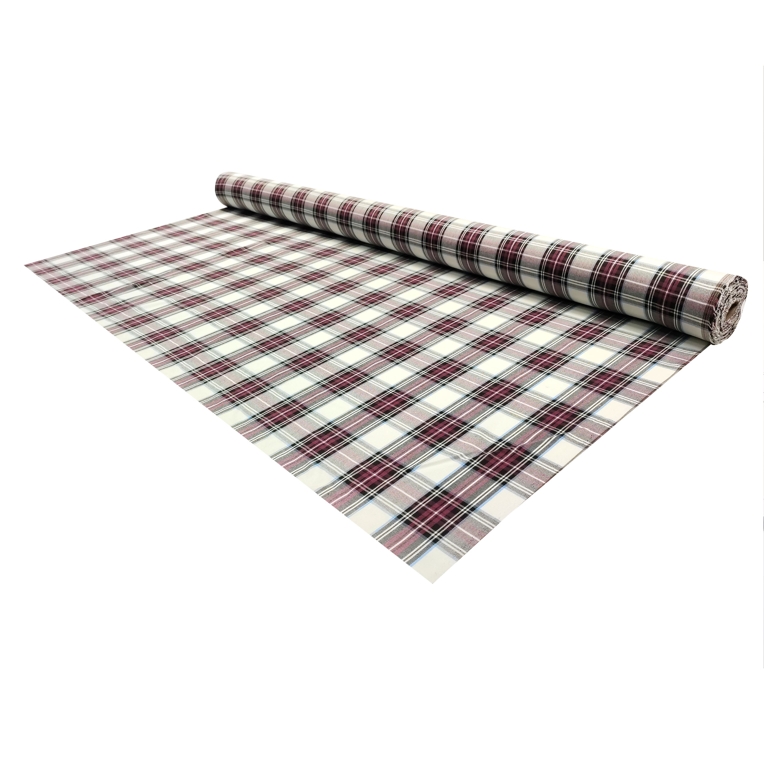 Tessuto Tartan Quadri Bordeaux Celeste