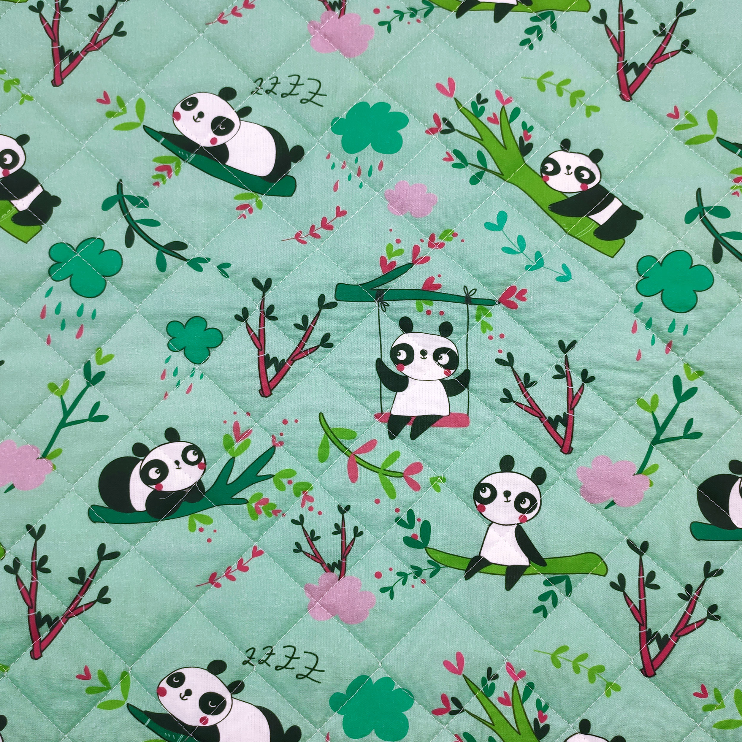 Sacco Nanna con Panda Sfondo Verde Menta