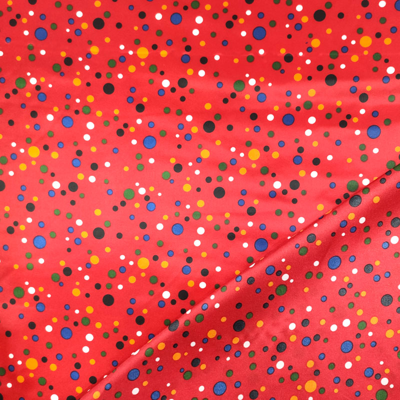 Tessuto Raso Carnevale Mini Pois Sfondo Rosso Image