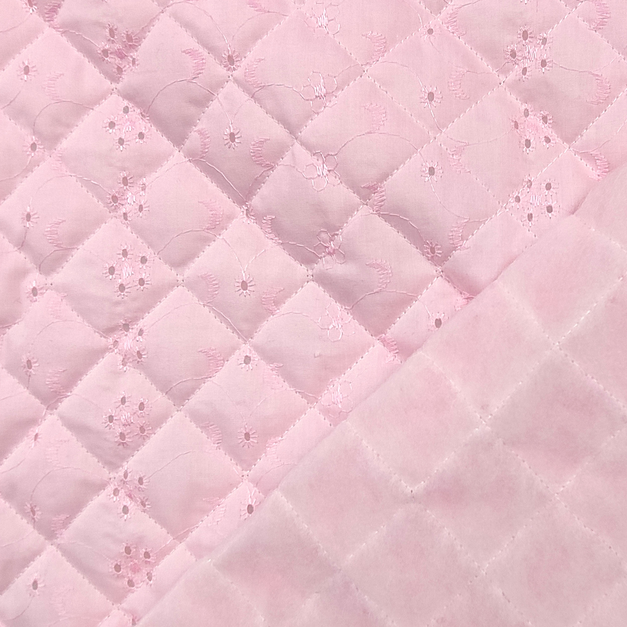 Tessuto Trapunta Sangallo Rosa Retro Ovatta Image