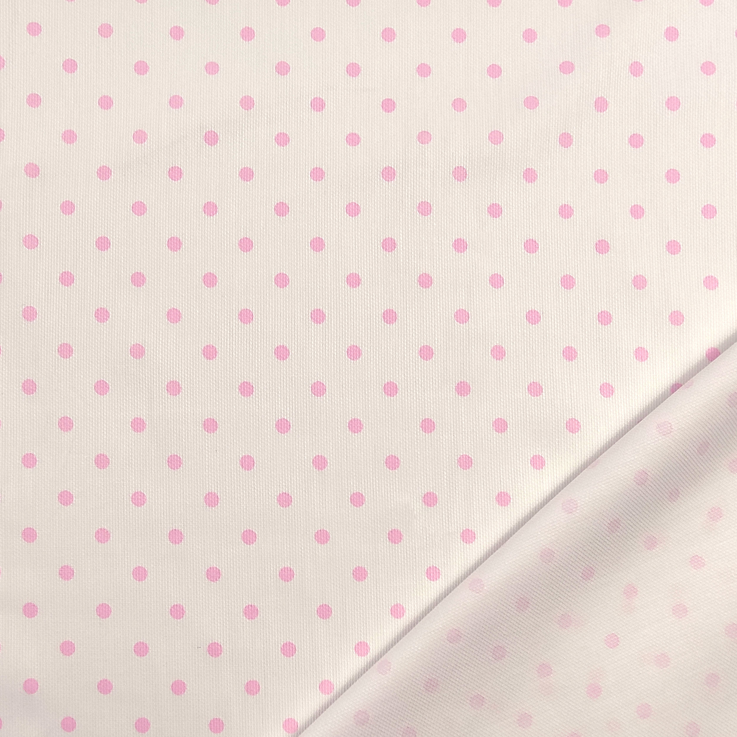 Tessuto Cotone Piquet con Pois Rosa