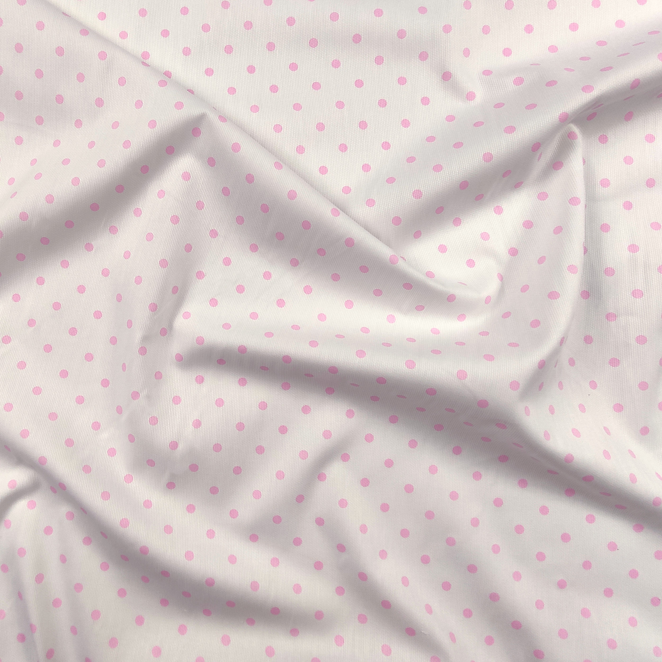 Tessuto Cotone Piquet con Pois Rosa