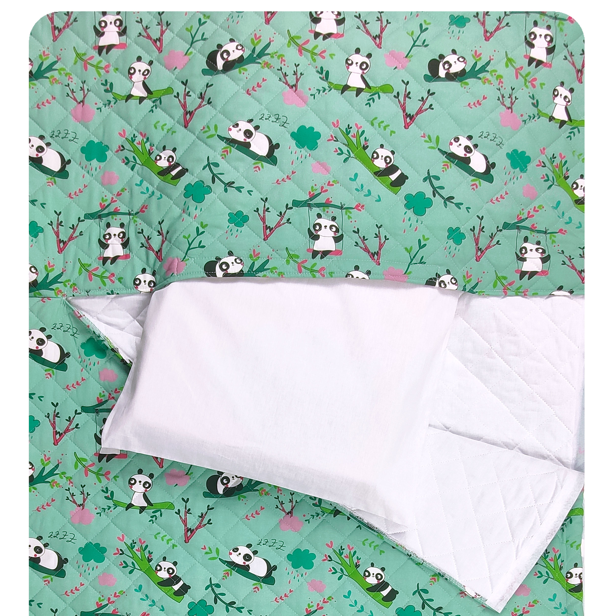 Sacco Nanna con Panda Sfondo Verde Menta