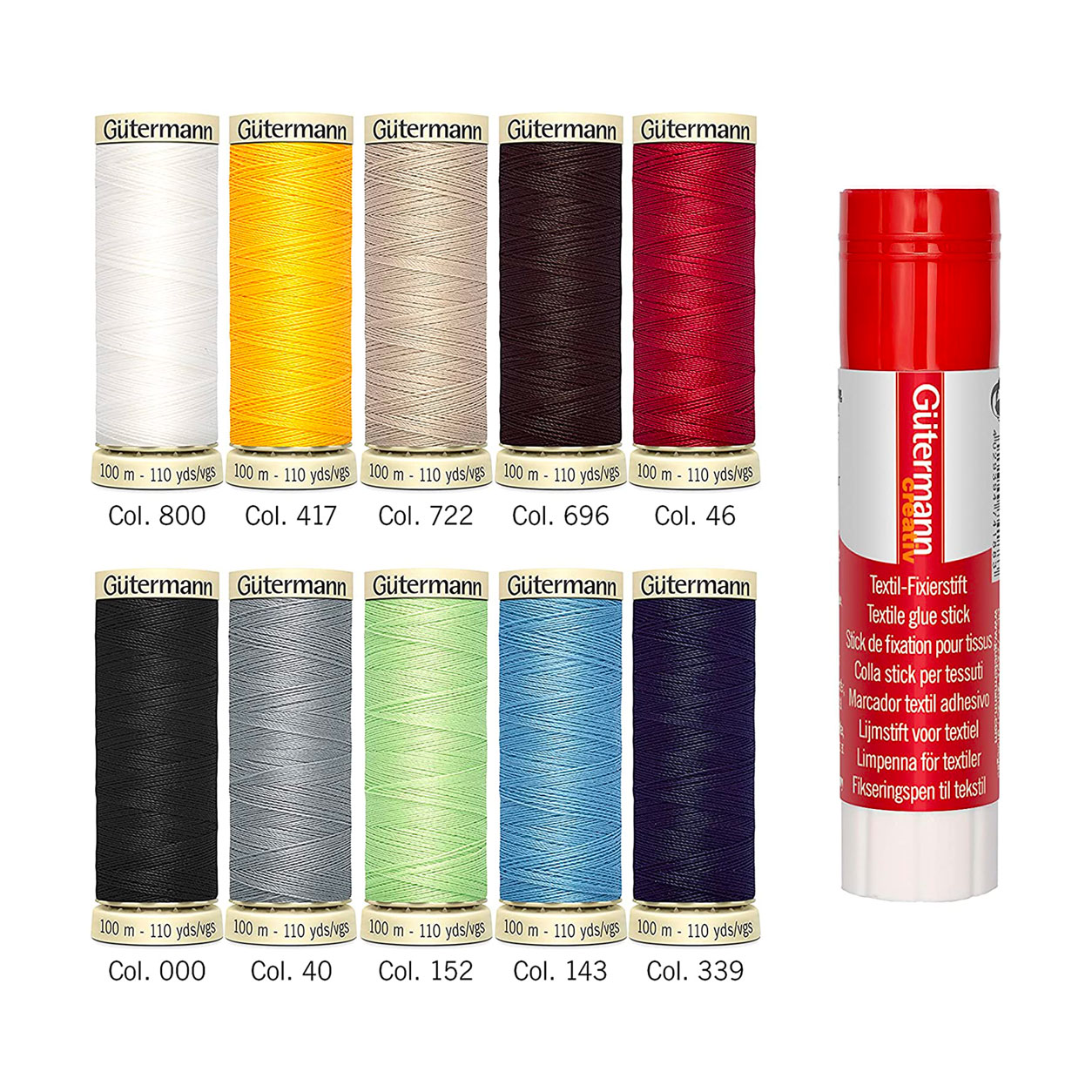 Gutermann Cucitutto 10 Bobine con Colla Stick