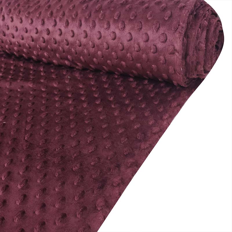 Tessuto Minky Dots Peluche Bordeaux