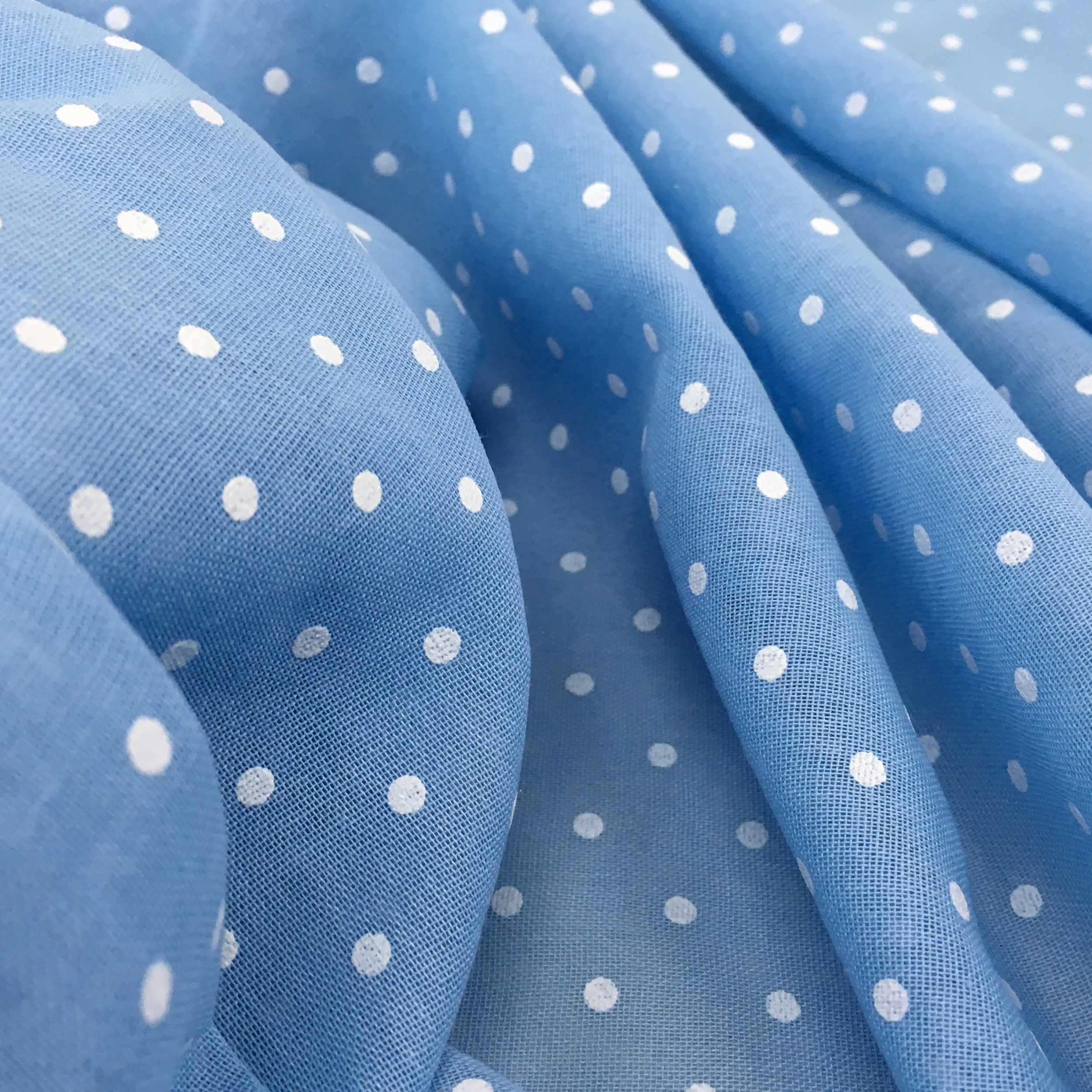 Tessuto Tenda Pois Mini - Base Azzurro Image