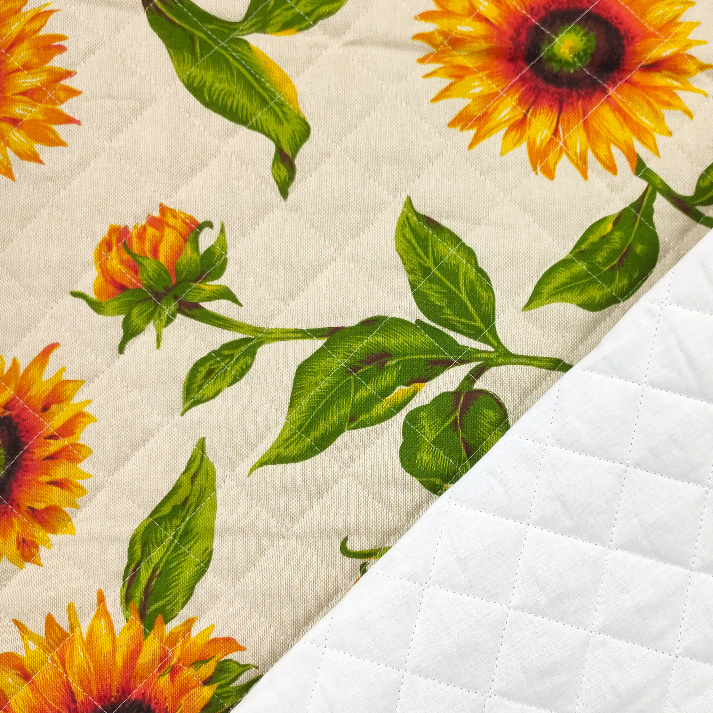 Tessuto Trapuntato Girasoli Sfondo Beige Image