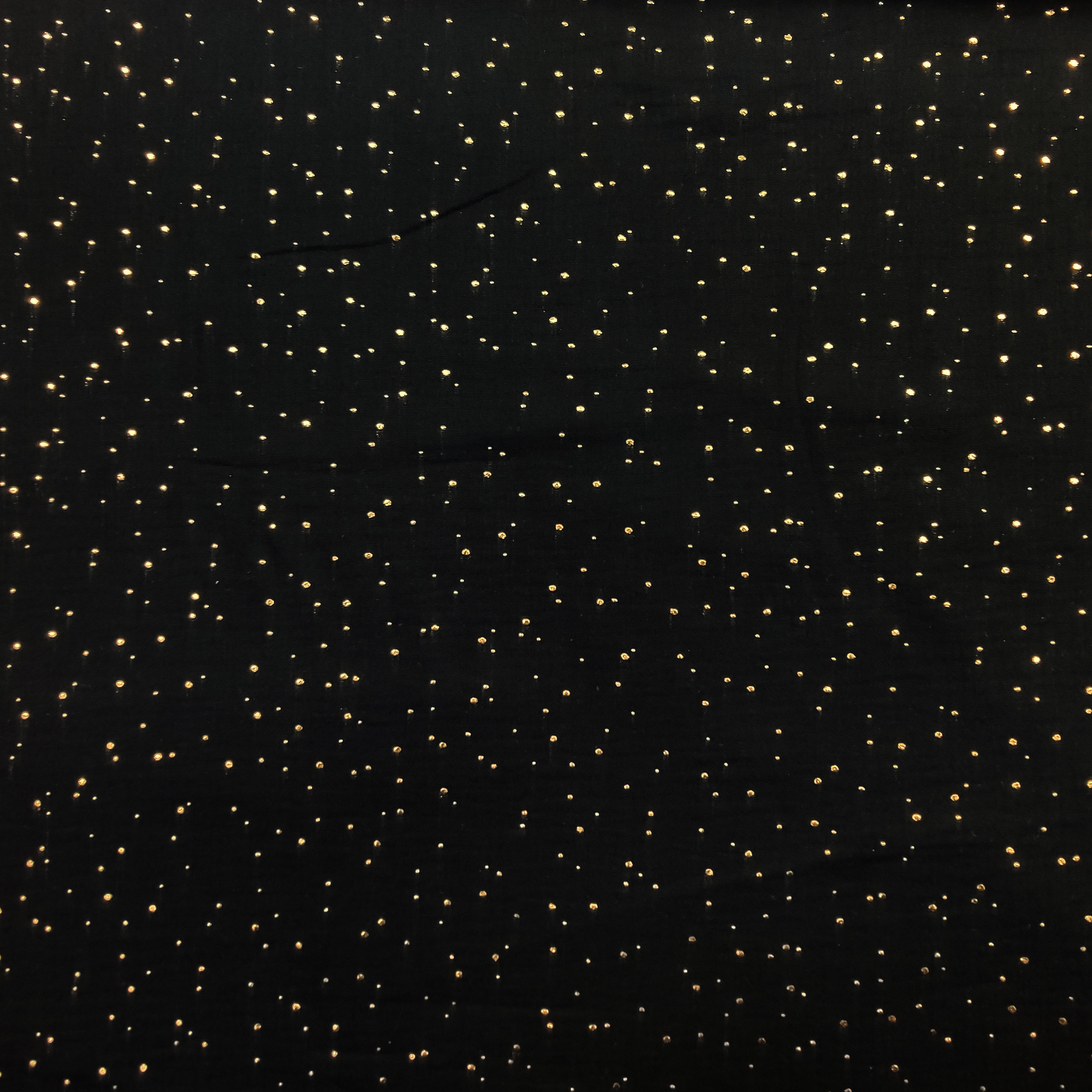 Mussola Cotone Nero con Pois Oro Image