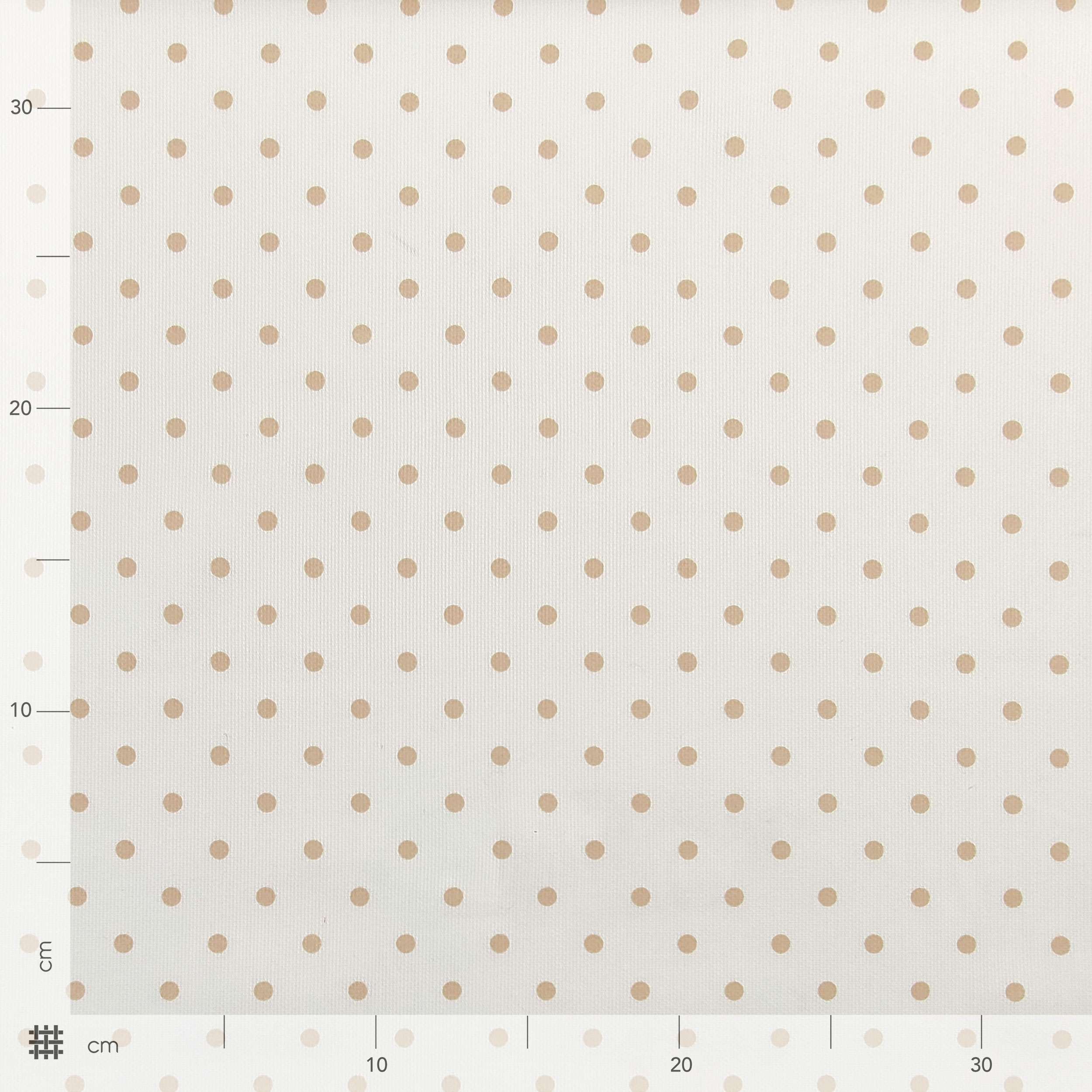 Tessuto Cotone Piquet con Pois Beige
