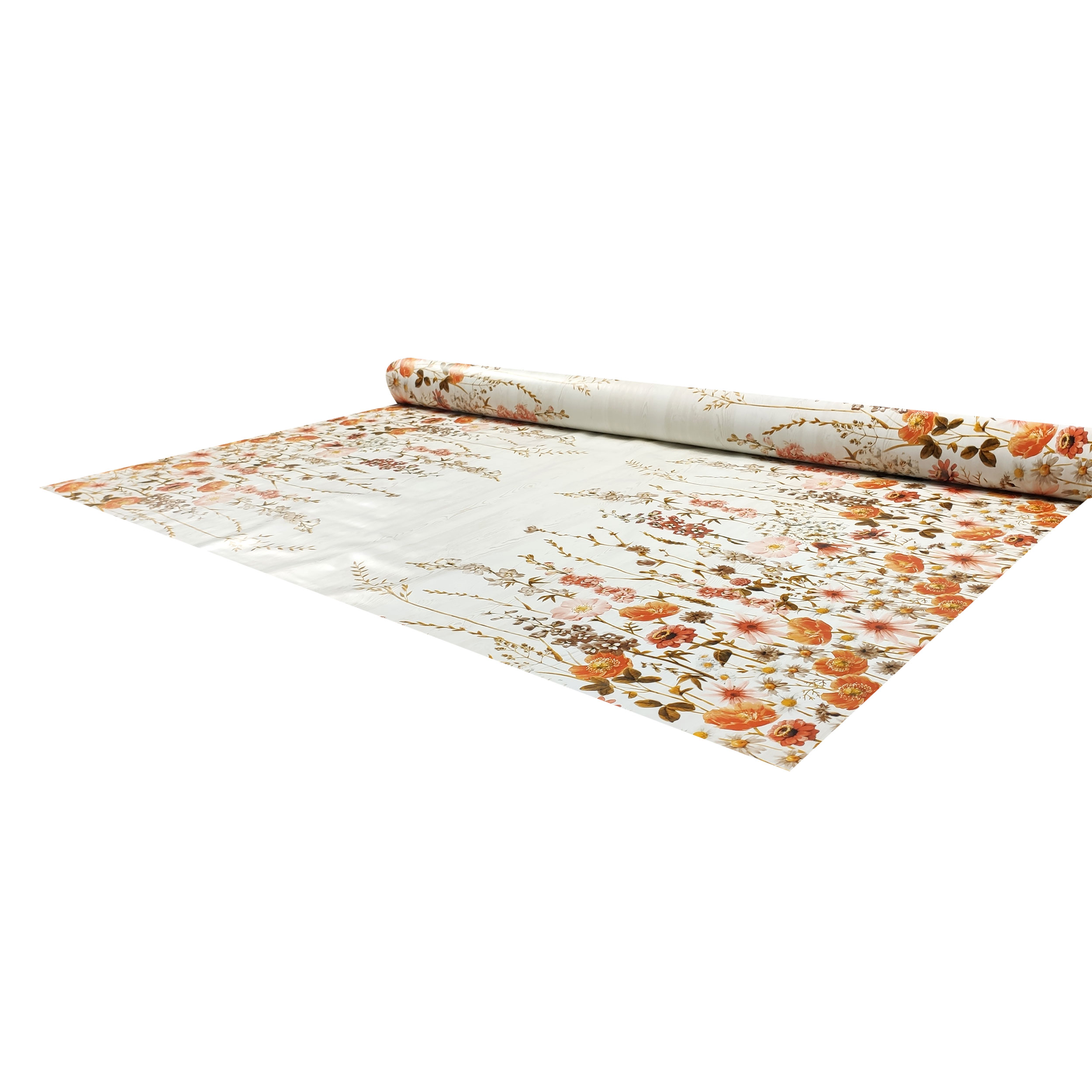 Tessuto per Tovaglia Plastificata Fiori Arancio Image