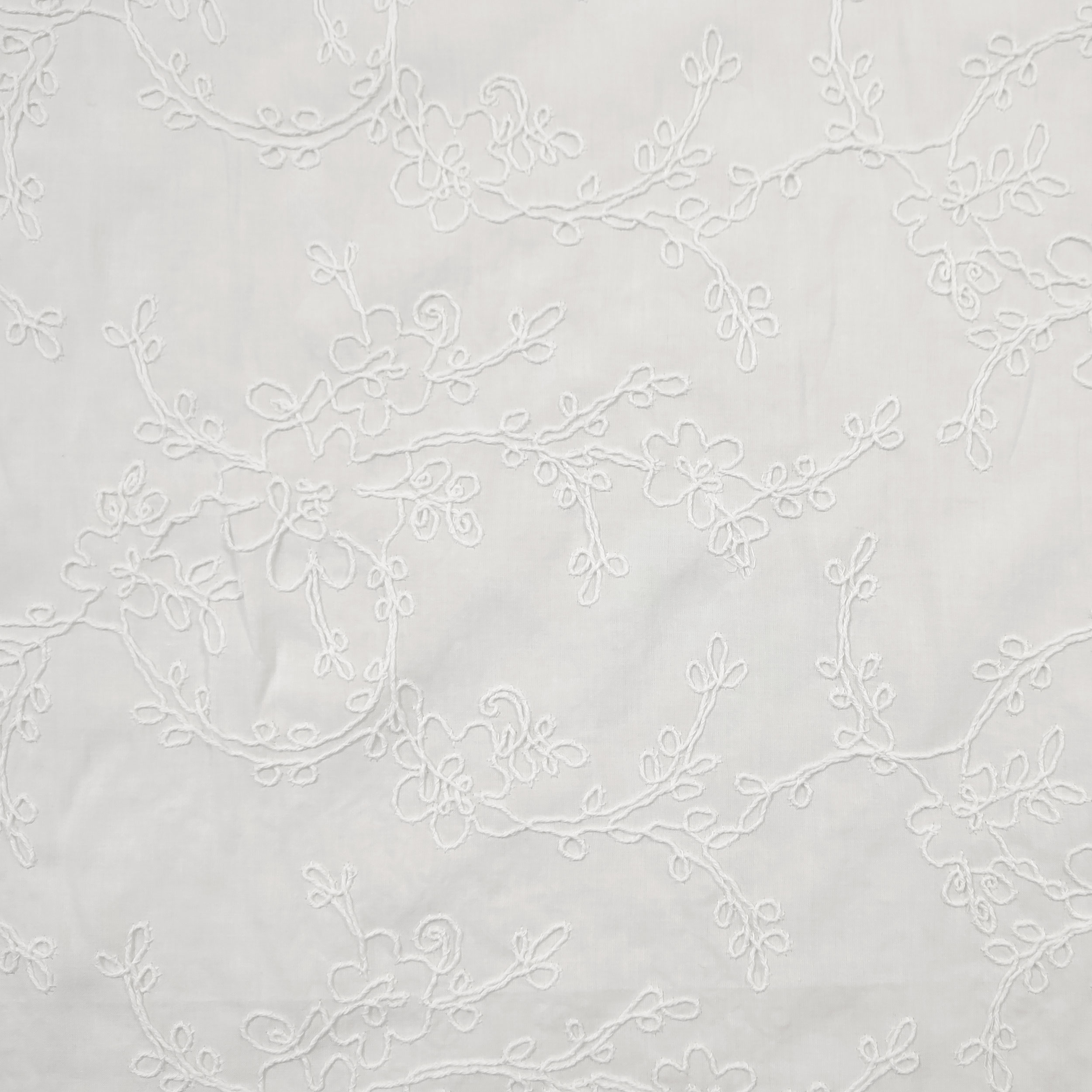 Sangallo di Cotone Bianco Ricamo Floreale Image