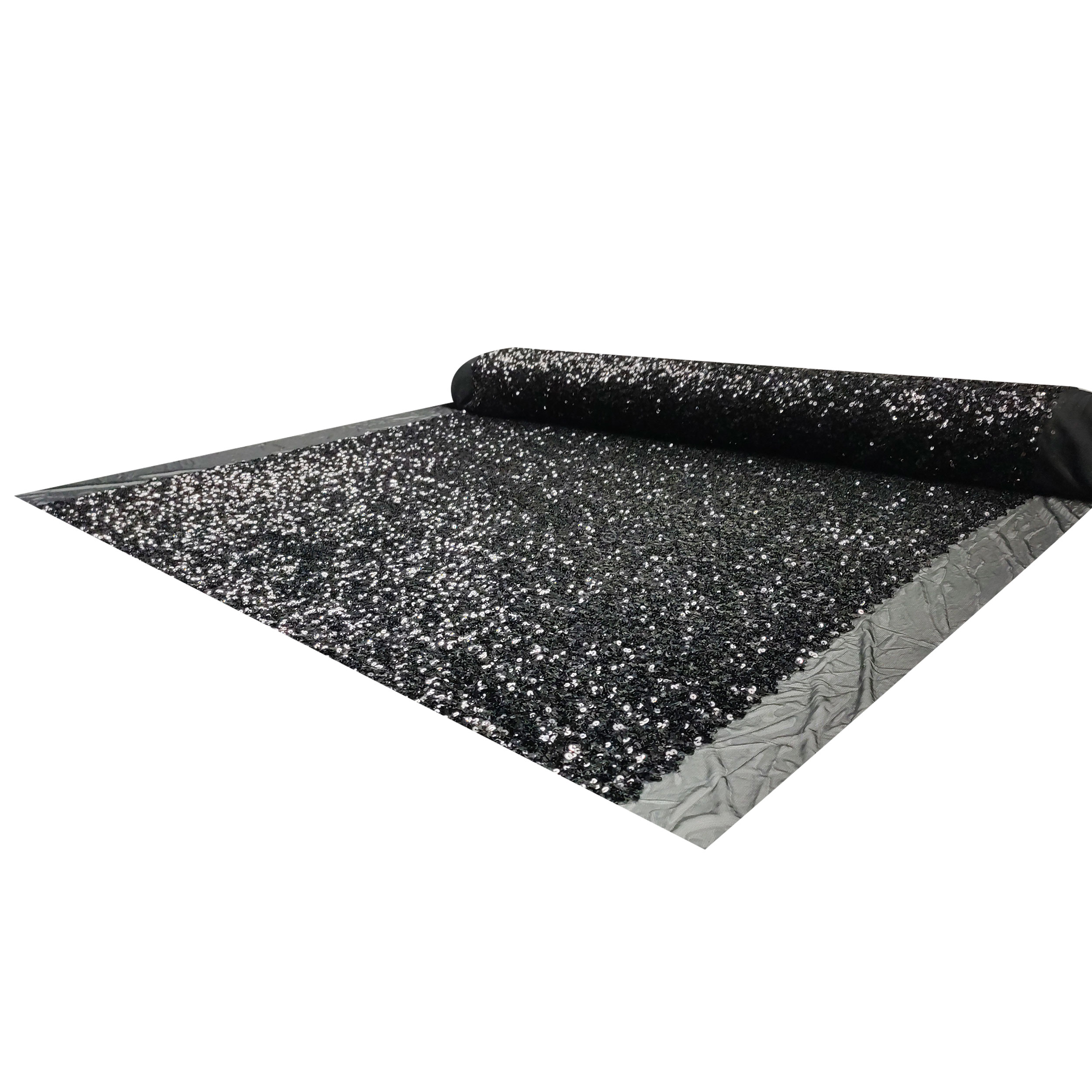 Tessuto Paillettes su Tulle Nero