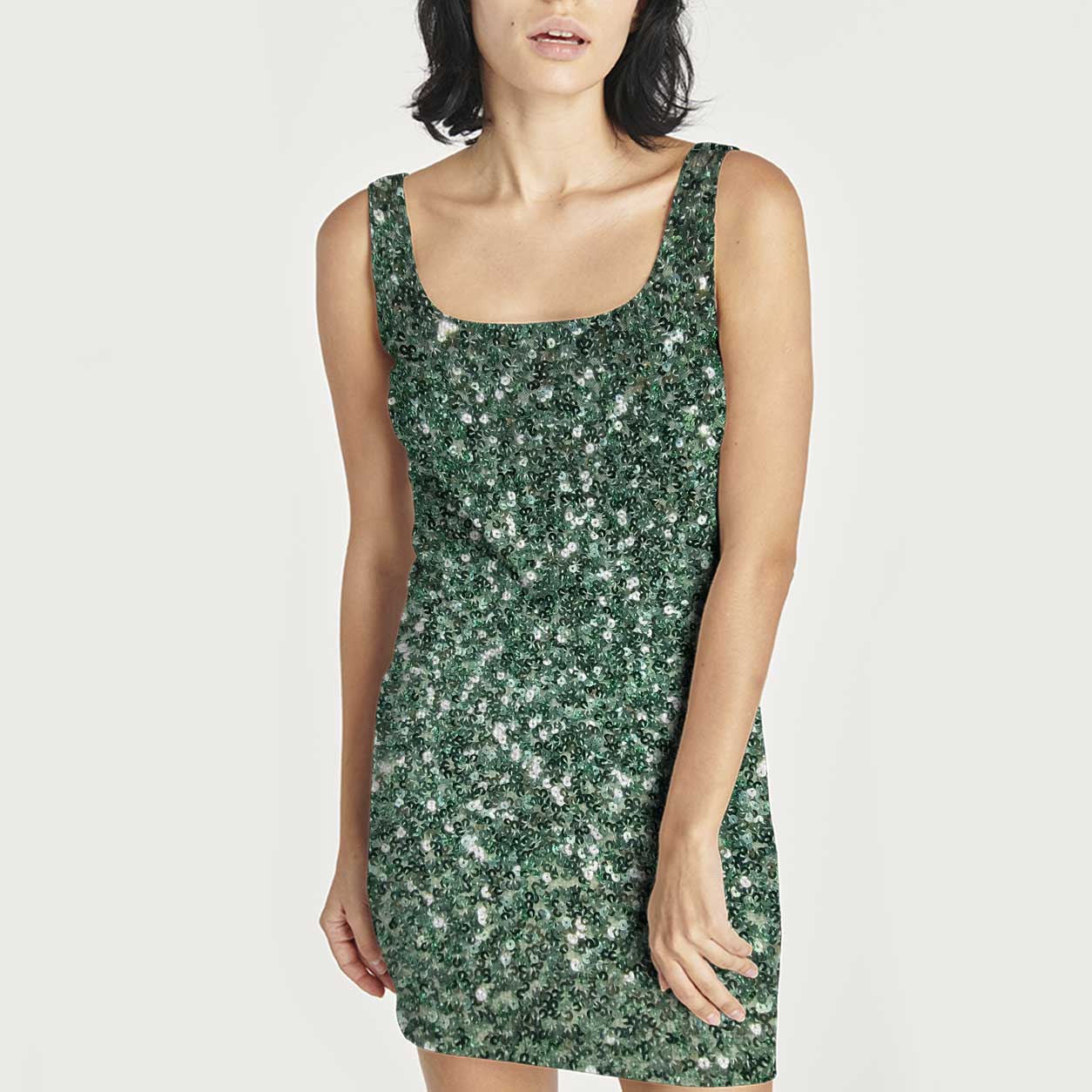 Tessuto Paillettes su Tulle Verde Menta