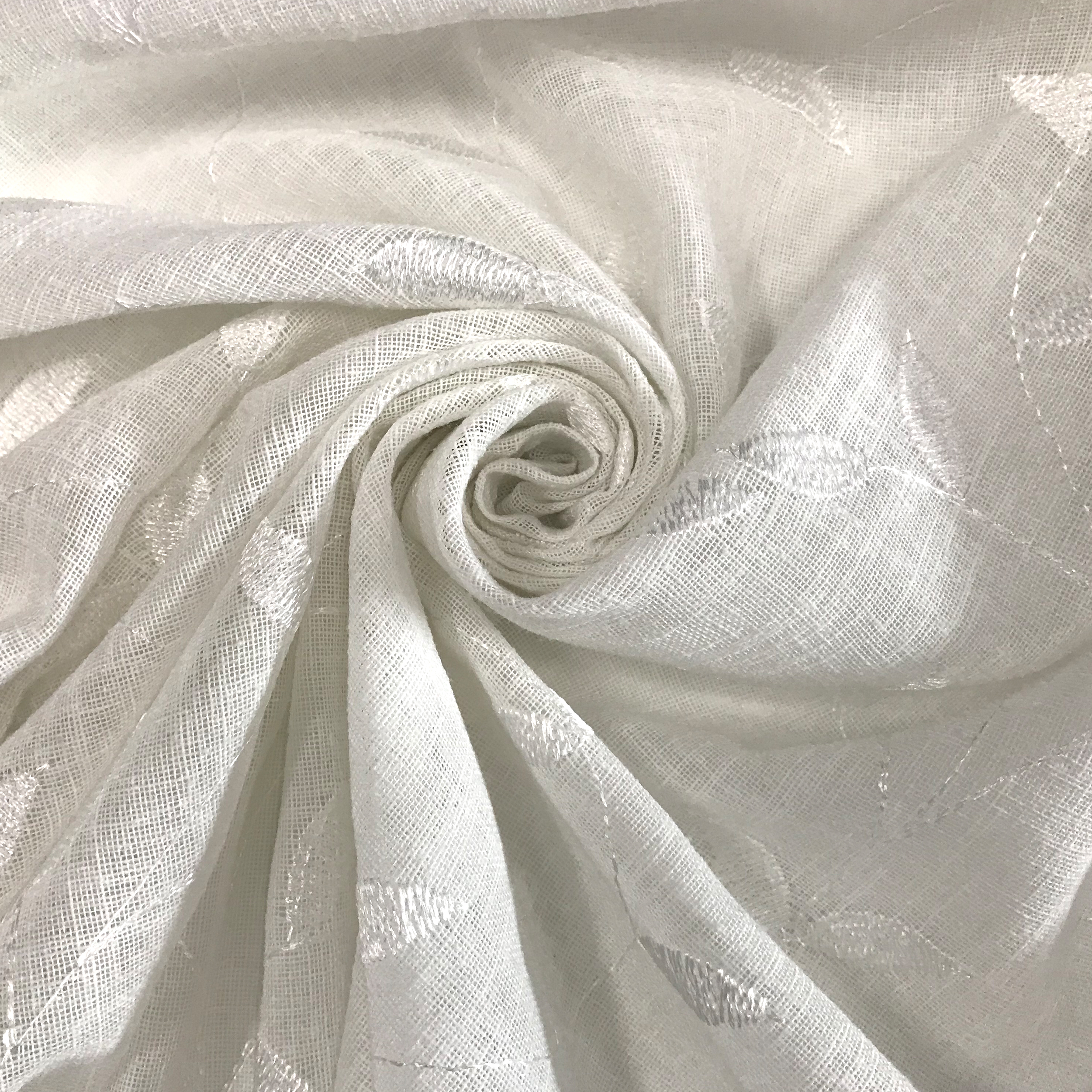 Tessuto Tenda Foglie Eleganti - Bianco Image