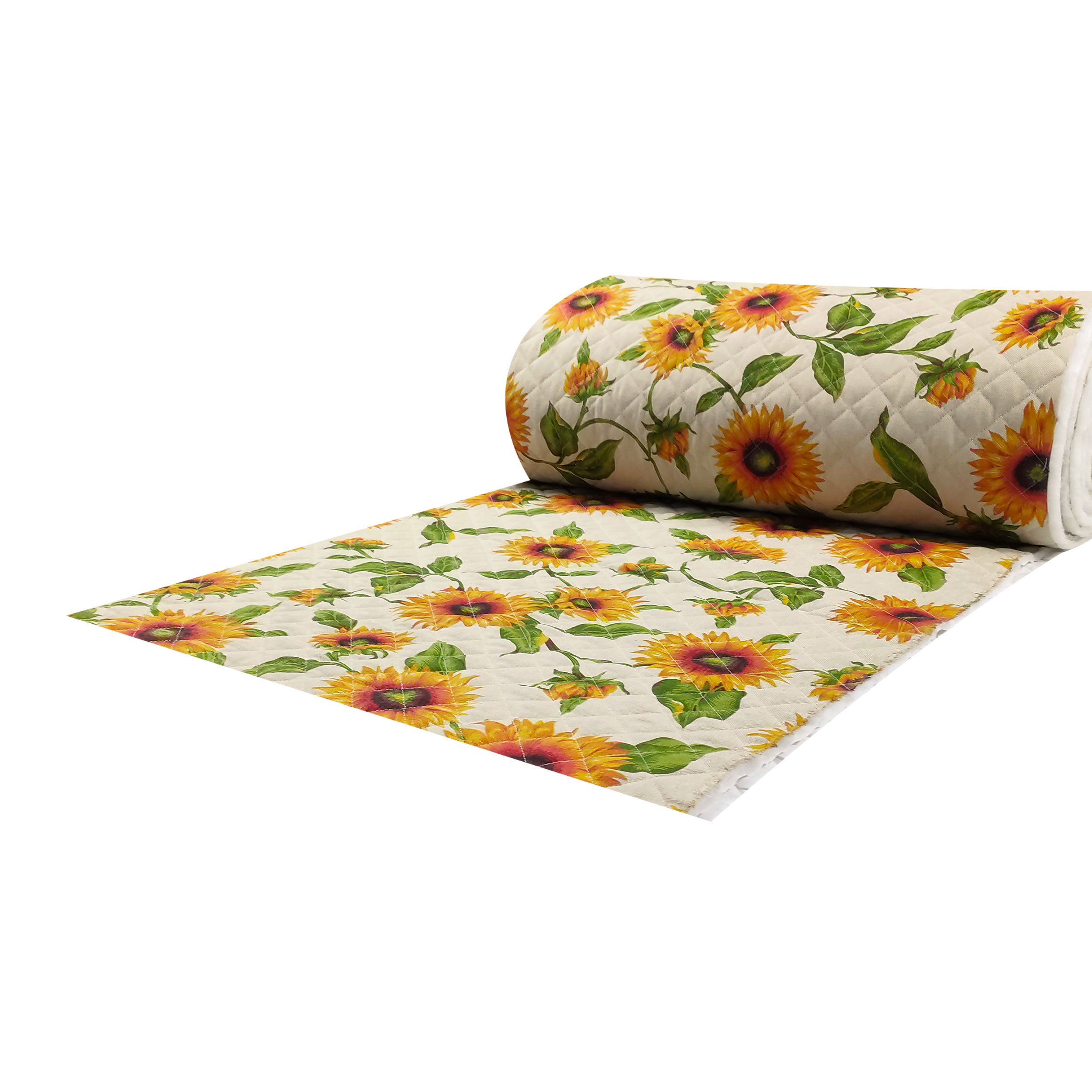 Tessuto Trapuntato Girasoli Sfondo Beige Image
