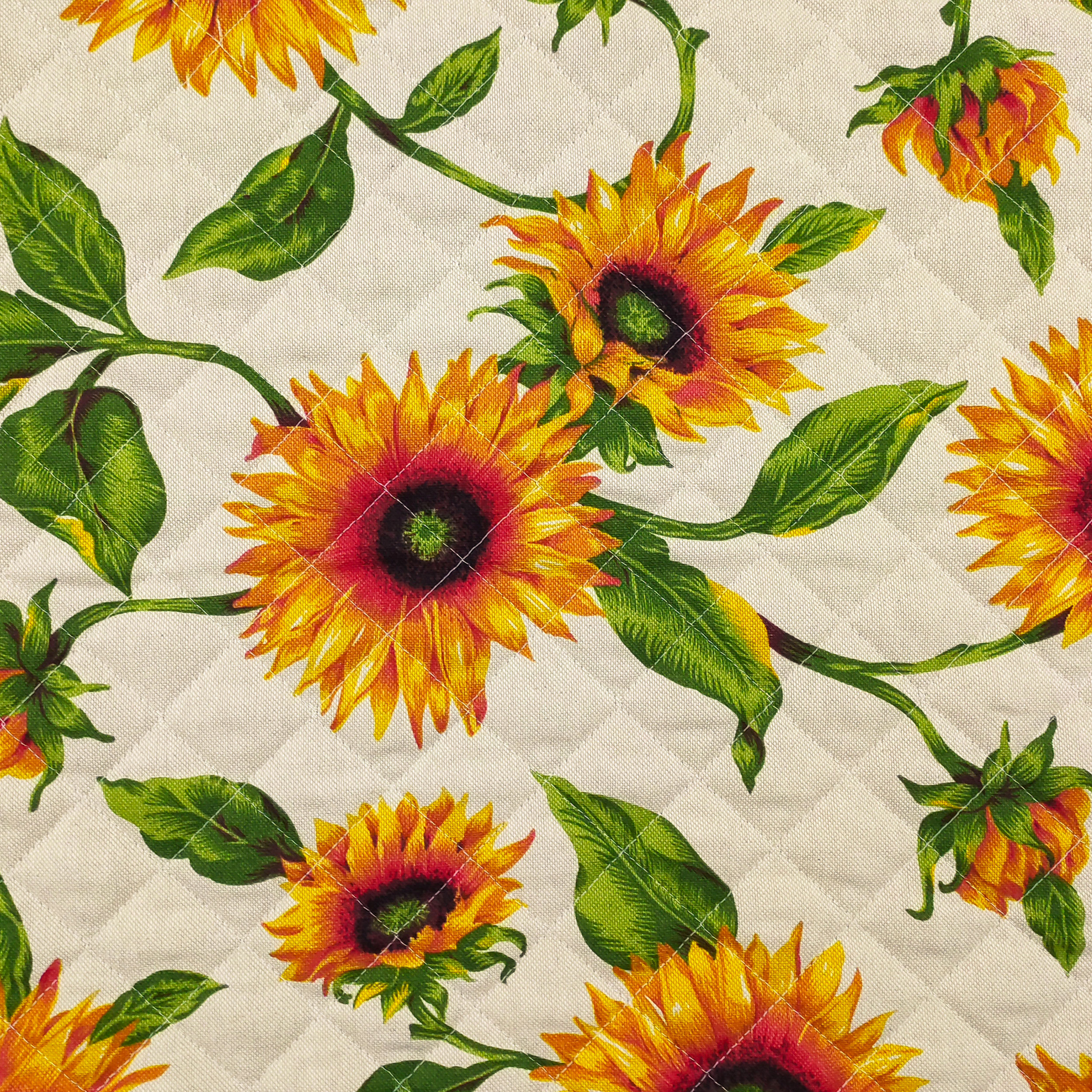 Tessuto Trapuntato Girasoli Sfondo Beige Image
