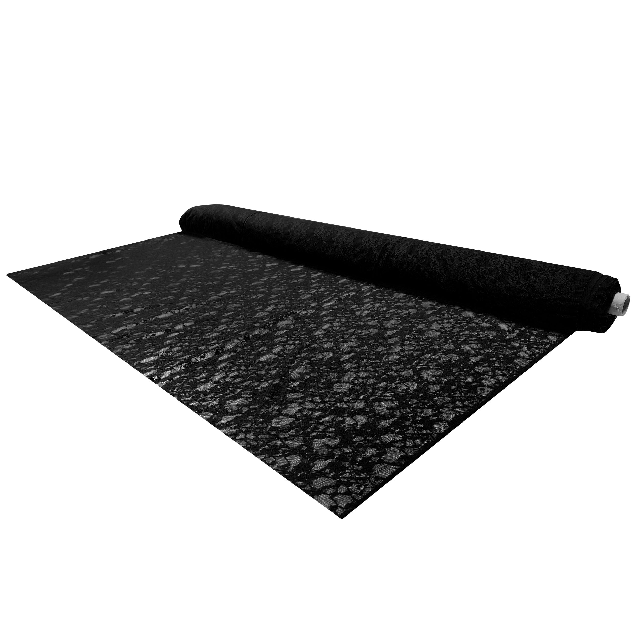Tessuto Pizzo Rebrodè con applicazioni in velluto motivo floreale nero Tessuto Pizzo Rebrodè con applicazioni in velluto motivo floreale nero