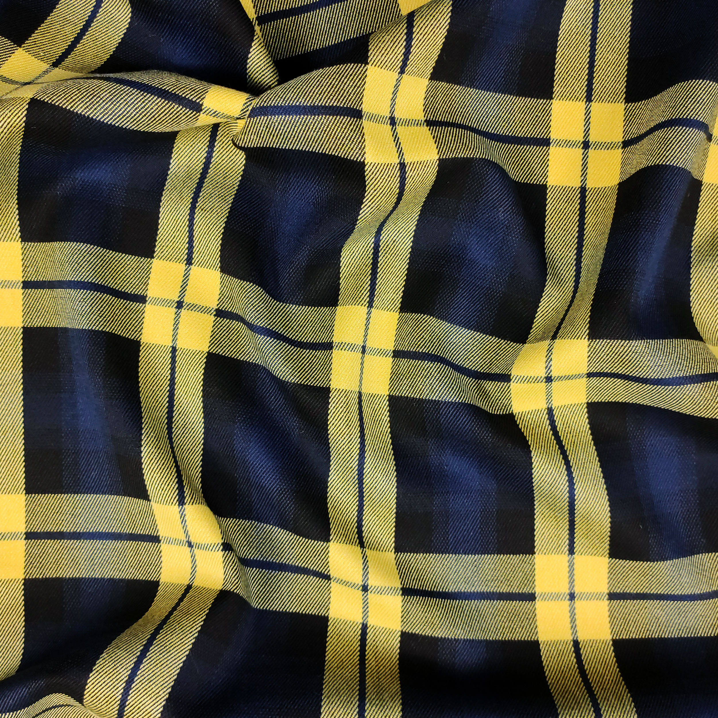 Tessuto Tartan Quadri Blu e Gialli