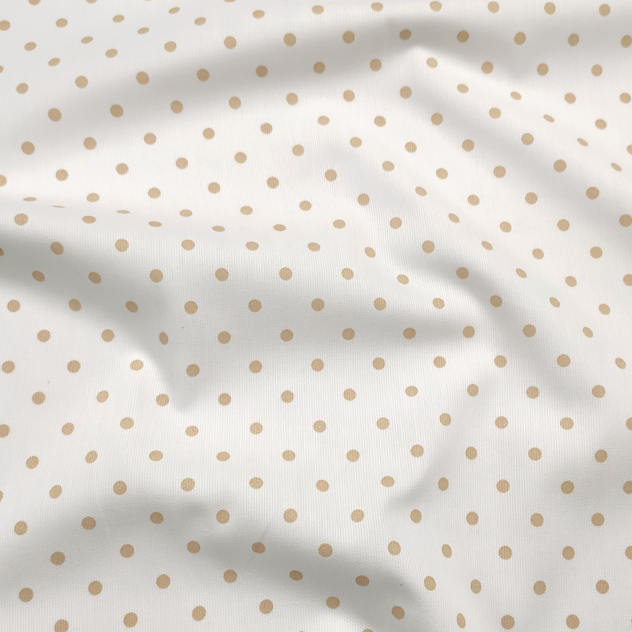Tessuto Cotone Piquet con Pois Beige