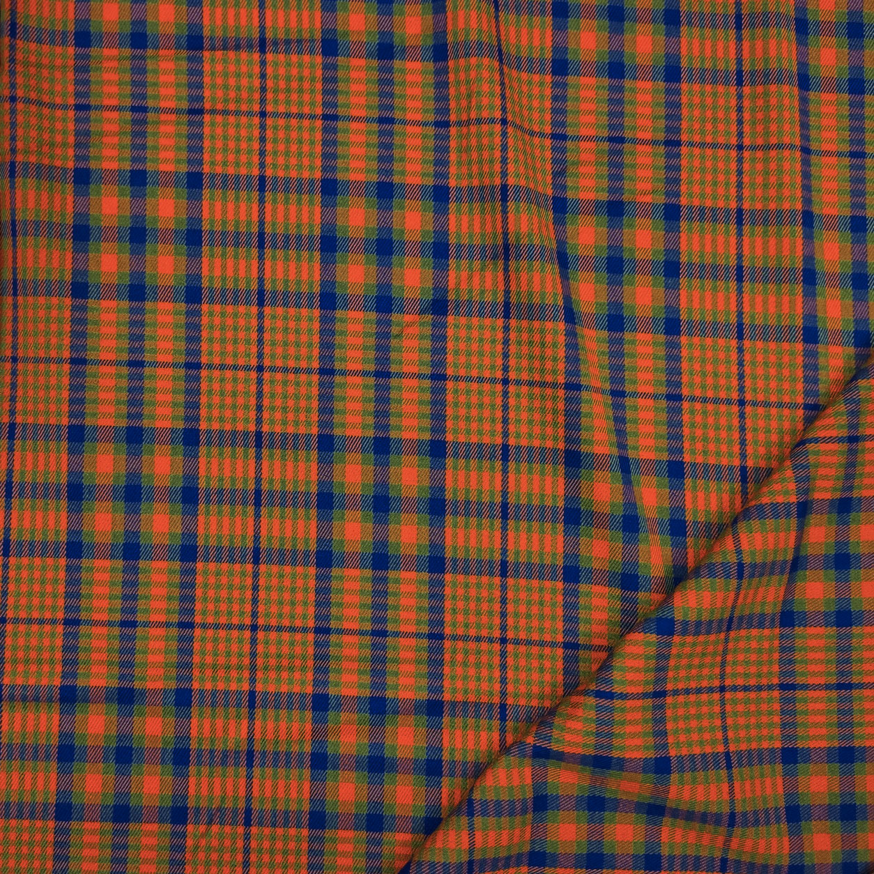 Tessuto Scozzese Arancio Verde e Blu 