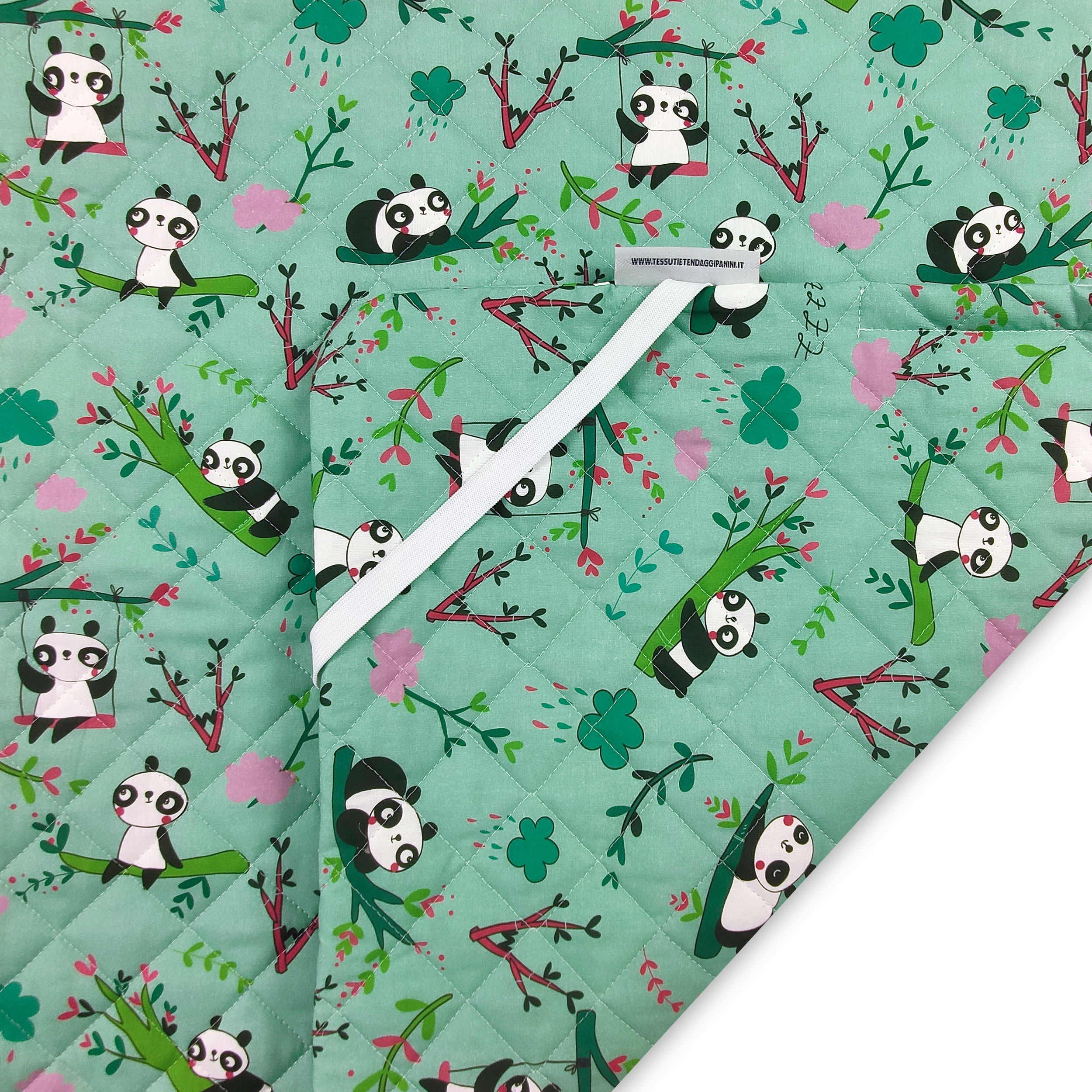 Sacco Nanna con Panda Sfondo Verde Menta
