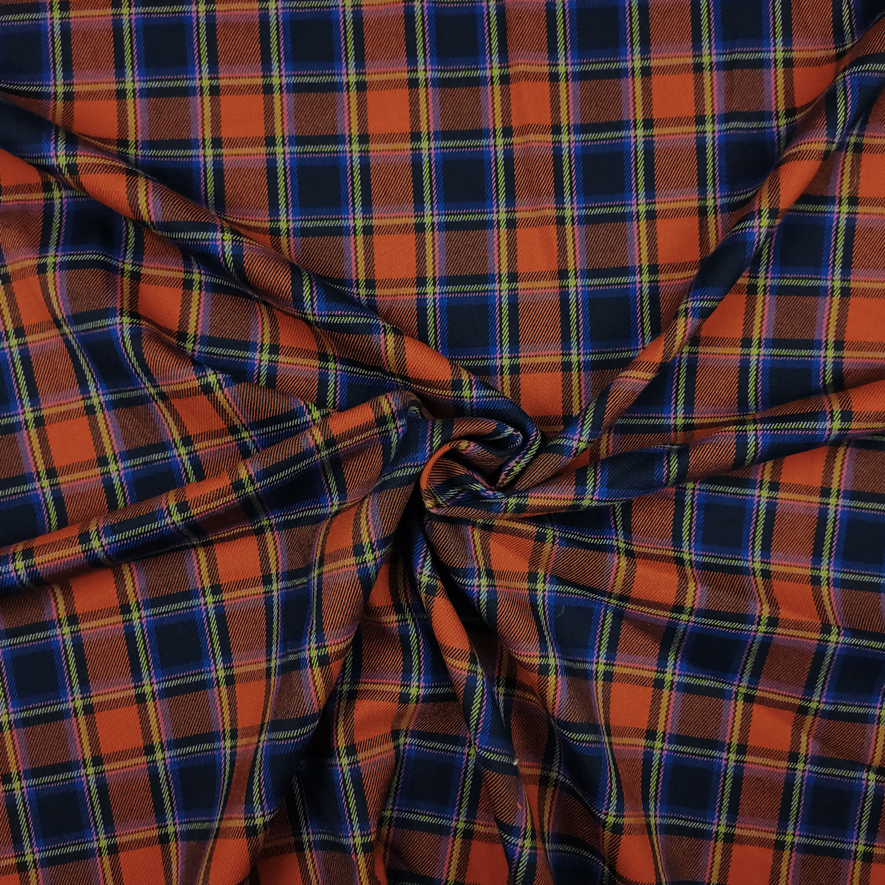 Tessuto Scozzese Arancio e Blu