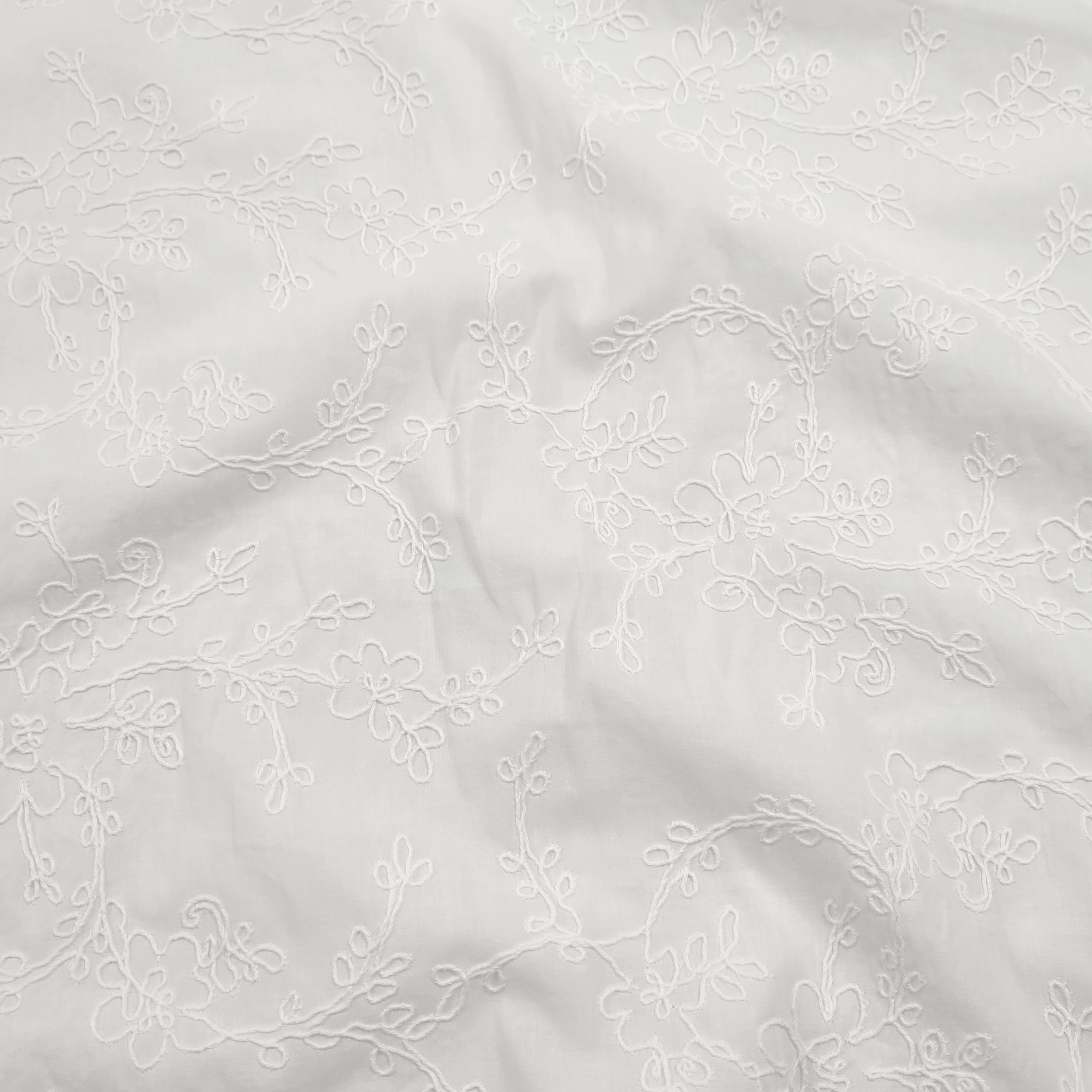 Sangallo di Cotone Bianco Ricamo Floreale Image