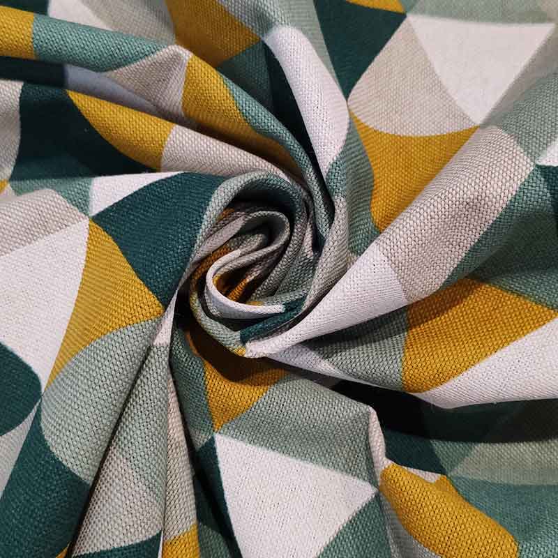 Tessuto Misto Cotone Triangoli Toni del Verde Image