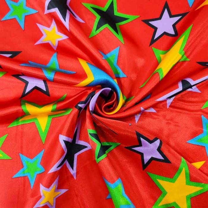 Tessuto Raso Carnevale Stelle Colorate Image