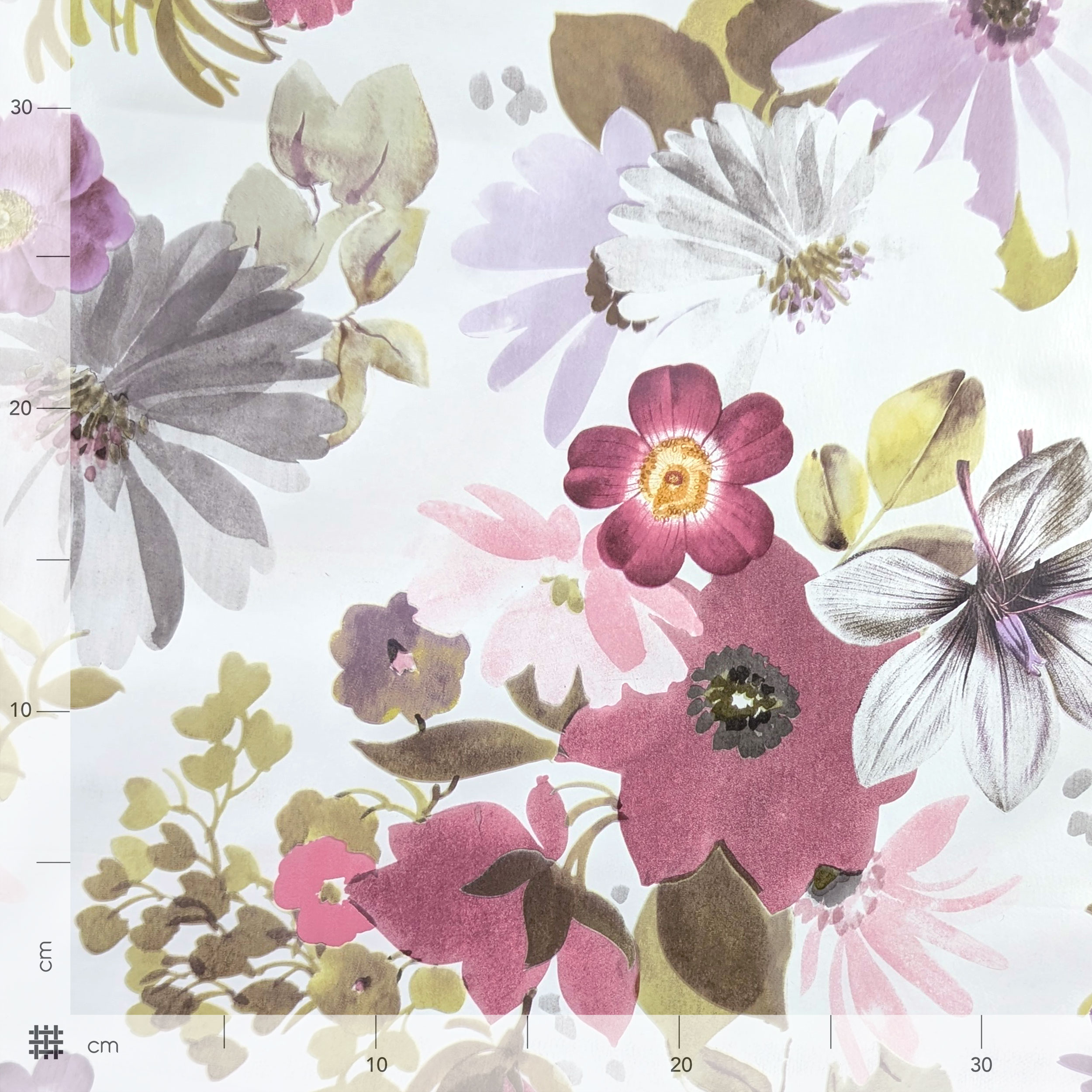 Tessuto per Tovaglia Plastificata Fiori Toni Rosa Image